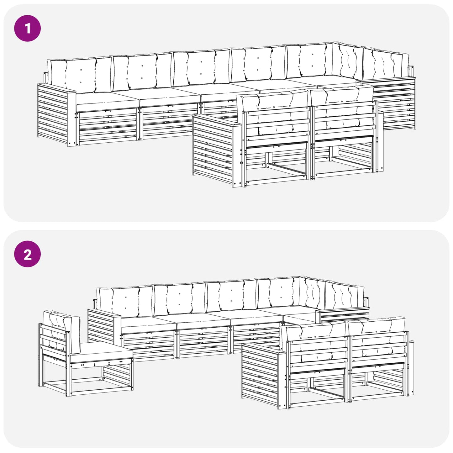 Outdoor-Sofagarnitur 8 stk. Natur und Creme