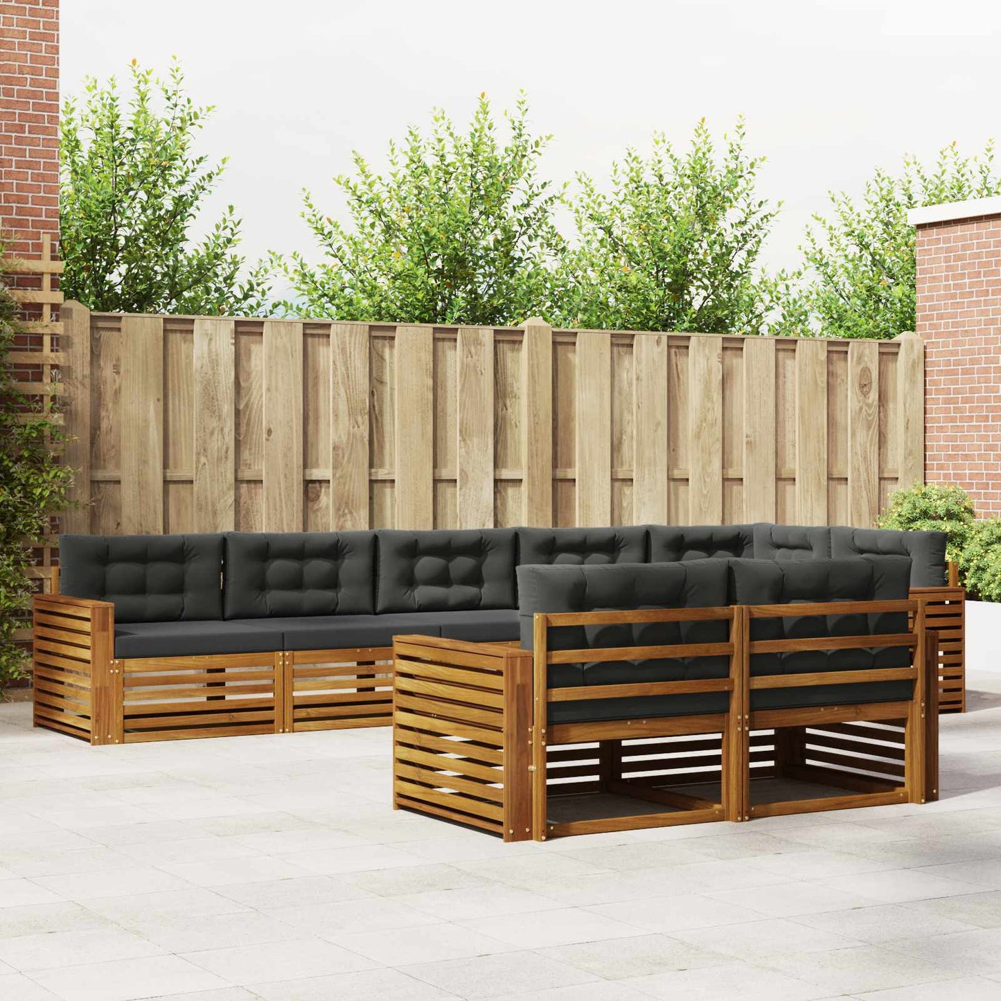 Outdoor-Sofagarnitur 8 stk. Natur und Anthrazit