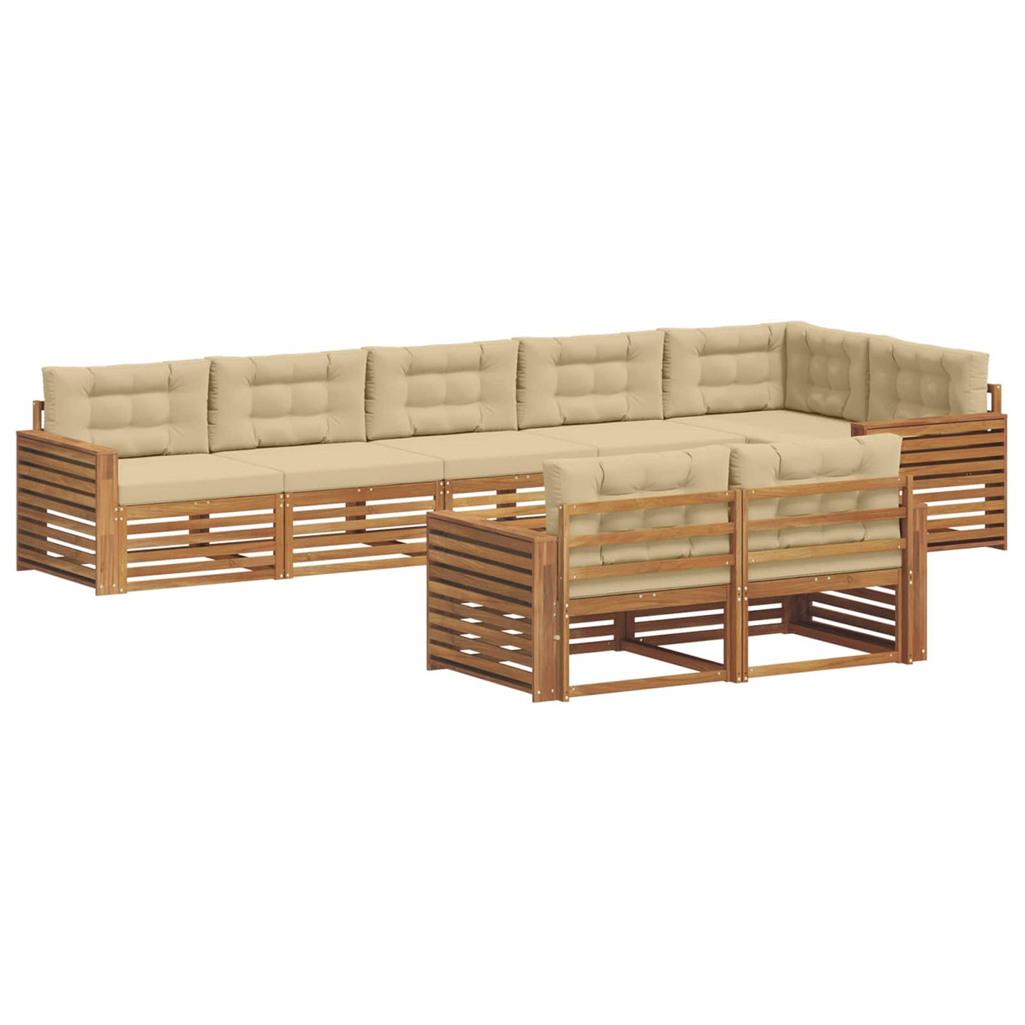 Outdoor-Sofagarnitur mit Kissen 8 pcs Natur und Beige