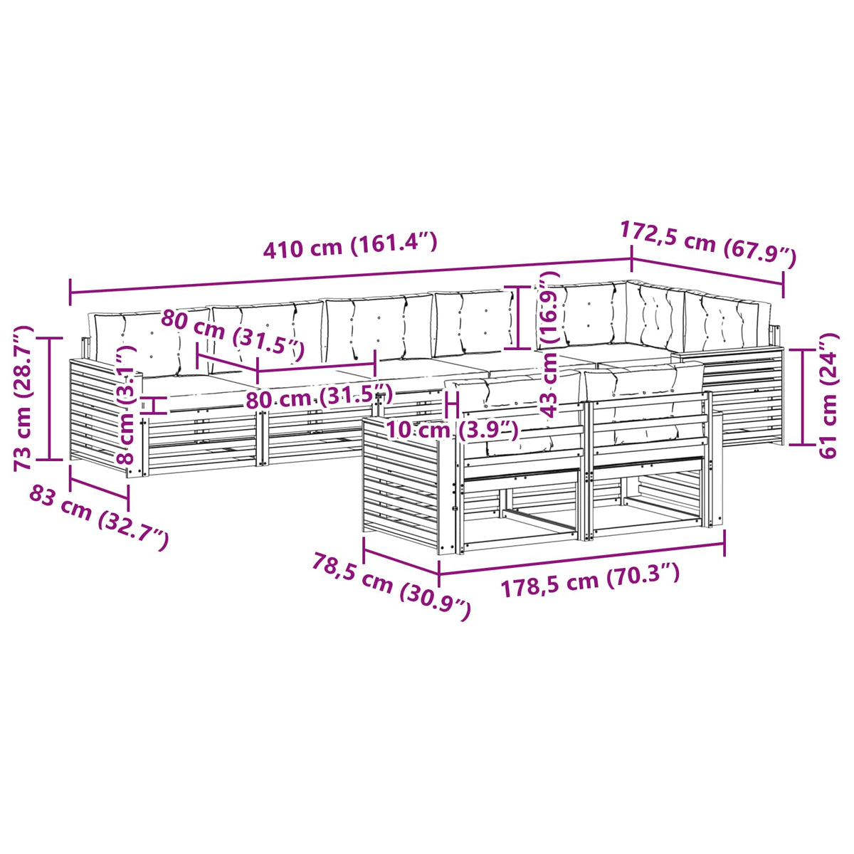 Outdoor-Sofagarnitur 8 stk. Natur und Beige