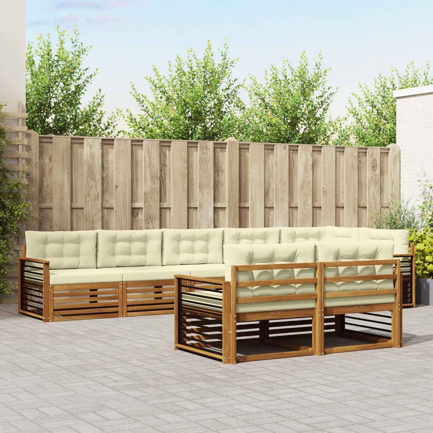 Outdoor-Sofagarnitur 8 stk. Natur und Creme