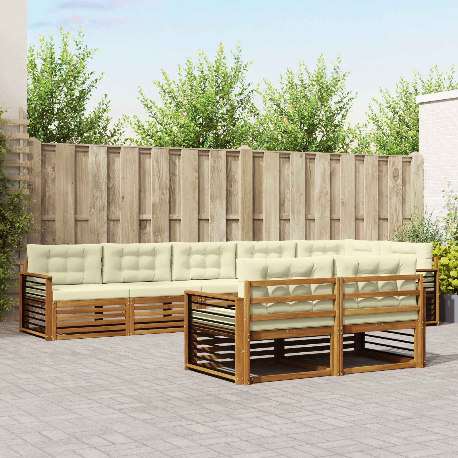 Outdoor-Sofagarnitur 8 stk. Natur und Creme