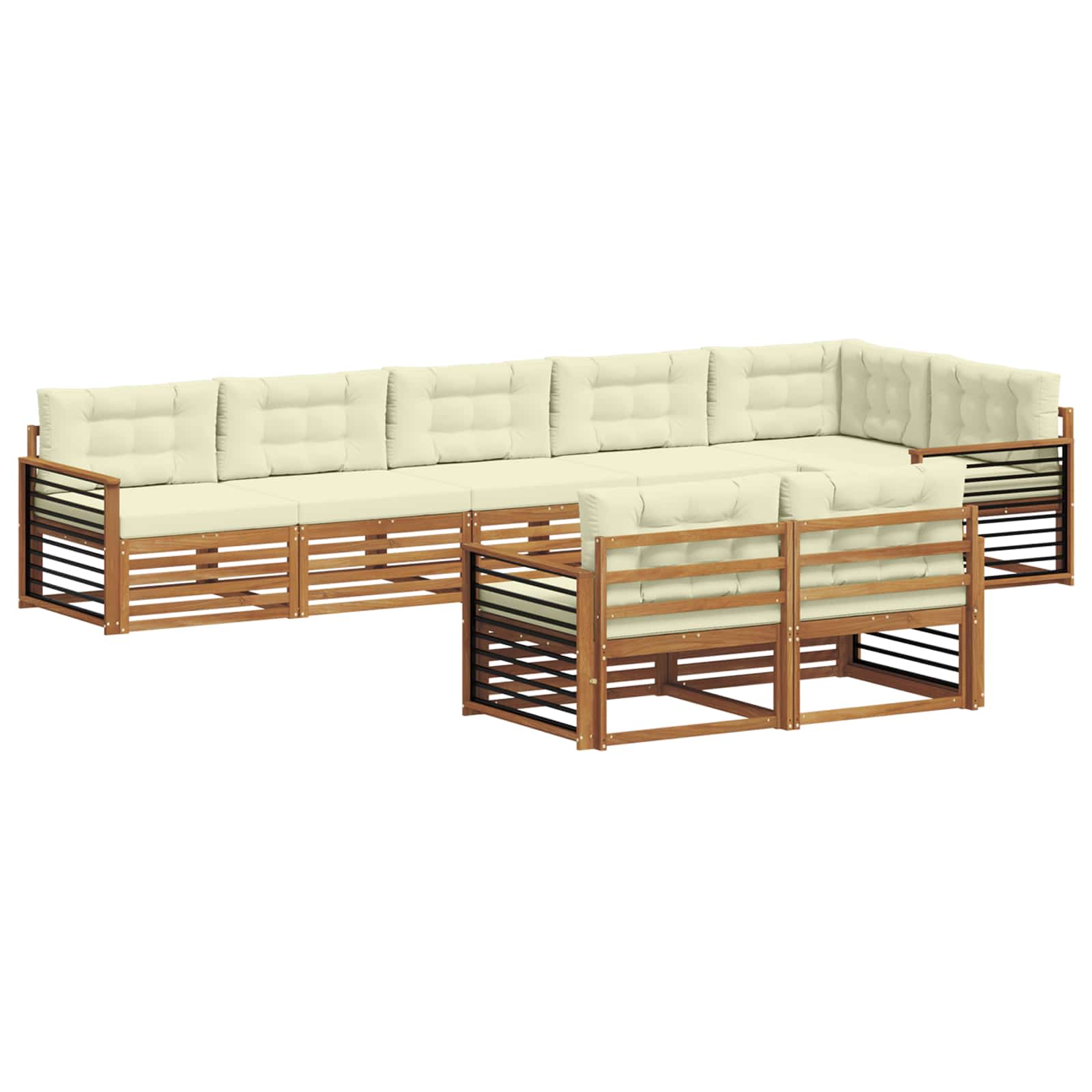 Outdoor-Sofagarnitur 8 stk. Natur und Creme