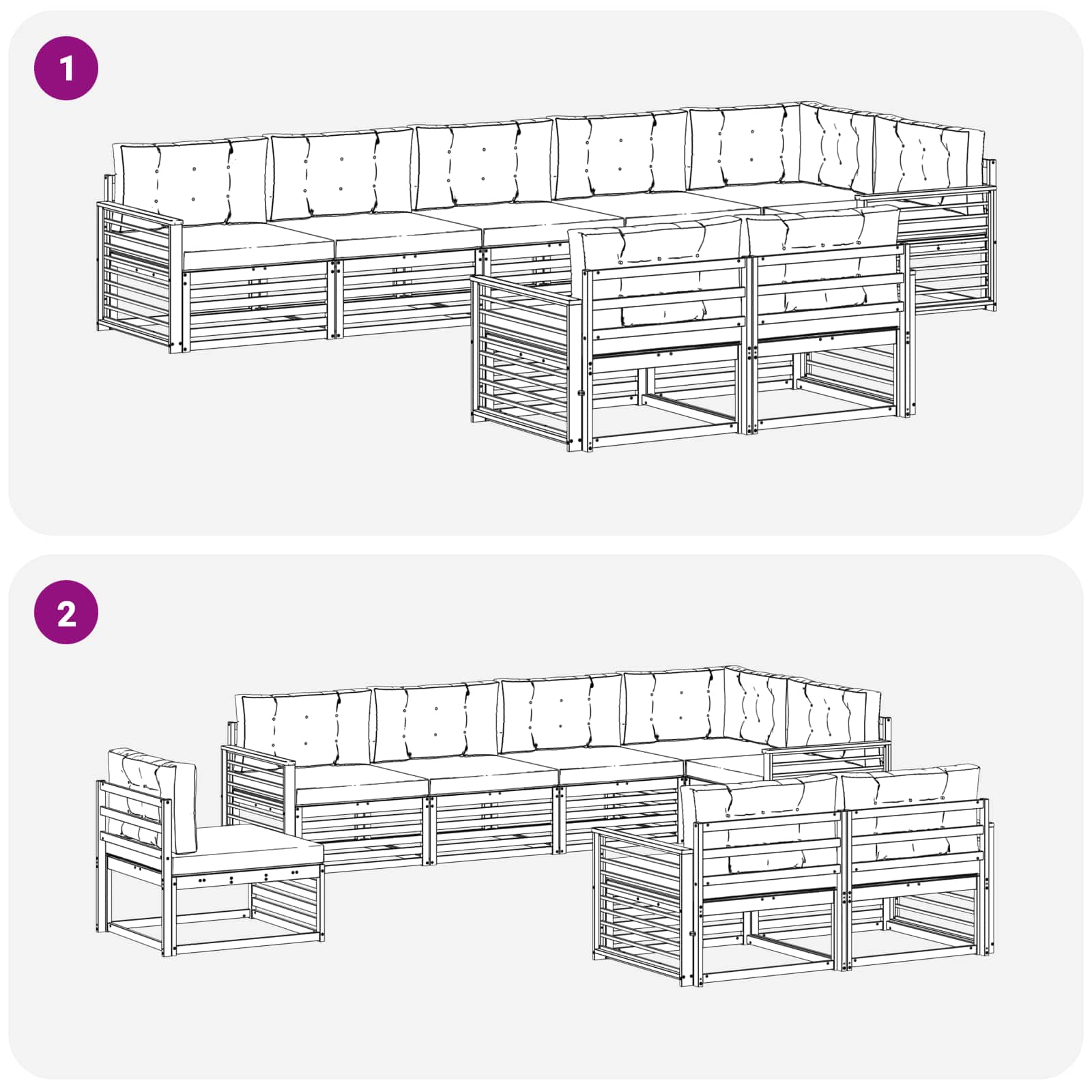 Outdoor-Sofagarnitur 8 stk. Natur und Creme