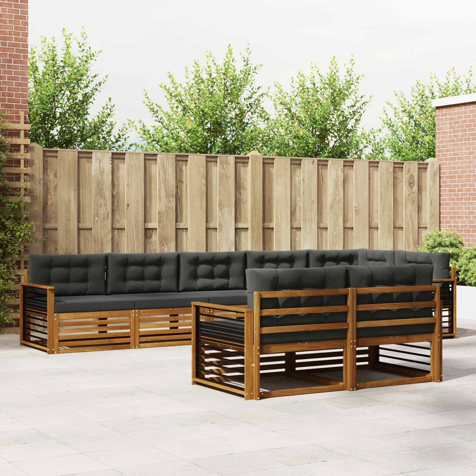Outdoor-Sofagarnitur 8 stk. Natur und Anthrazit