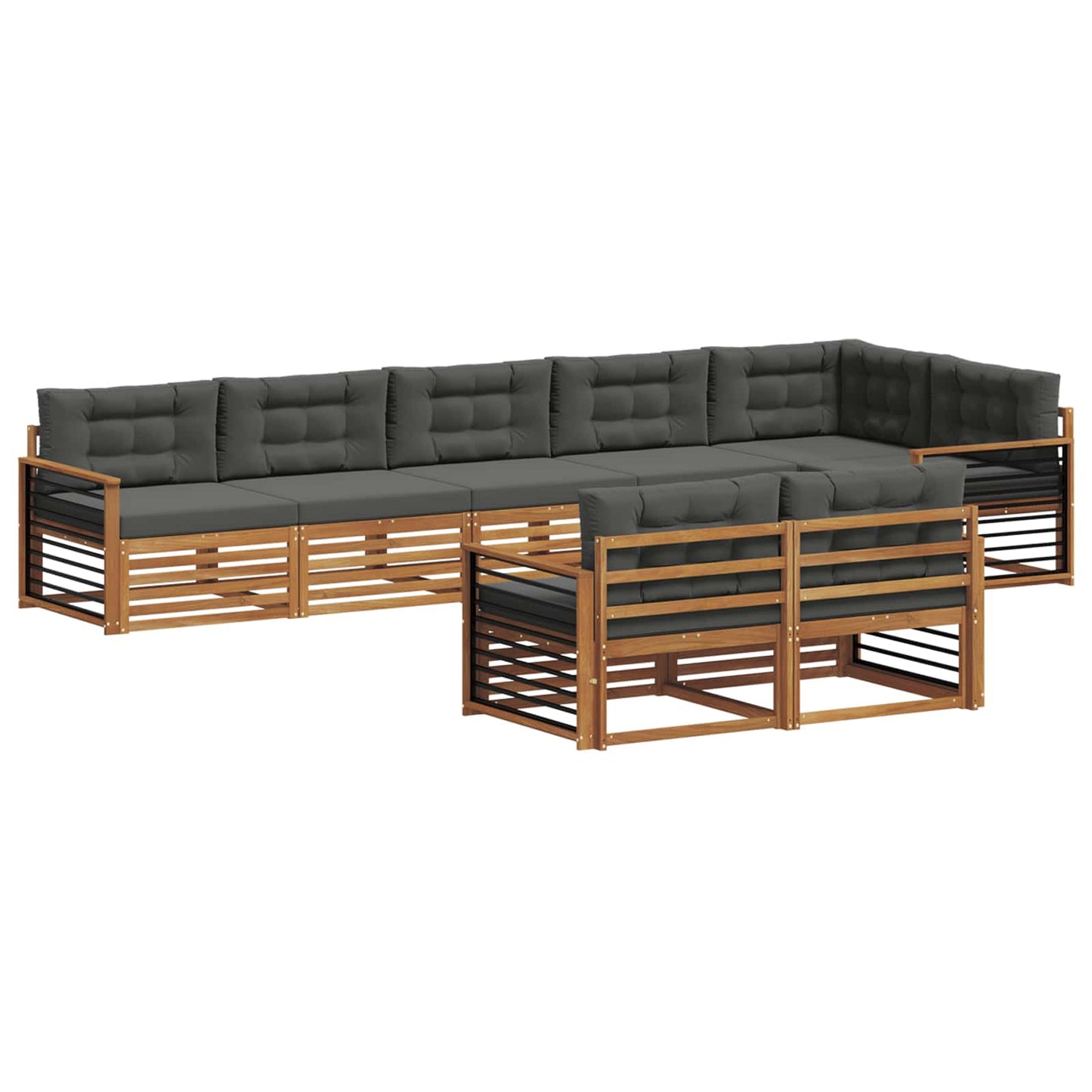 Outdoor-Sofagarnitur 8 stk. Natur und Anthrazit