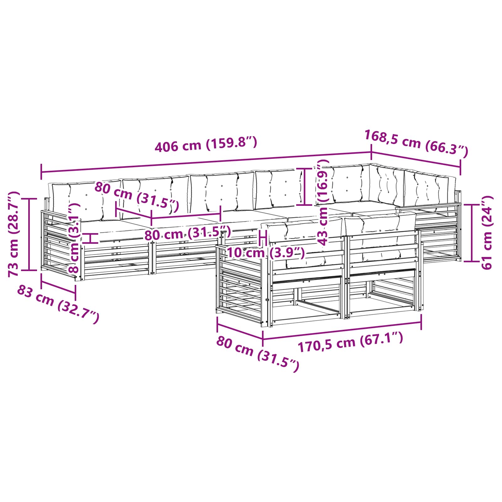 Outdoor-Sofagarnitur 8 stk. Natur und Anthrazit