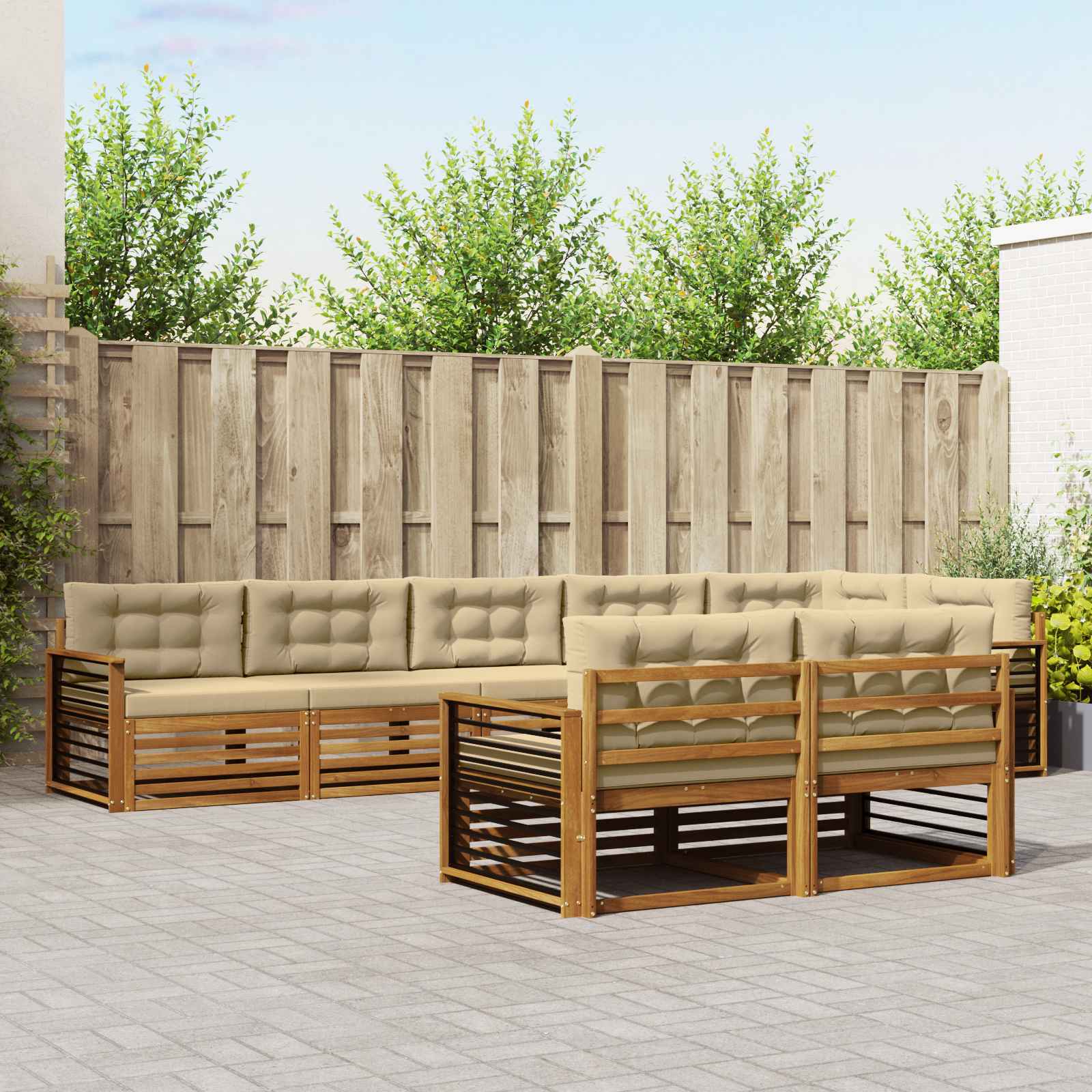 Outdoor-Sofagarnitur 8 stk. Natur und Beige