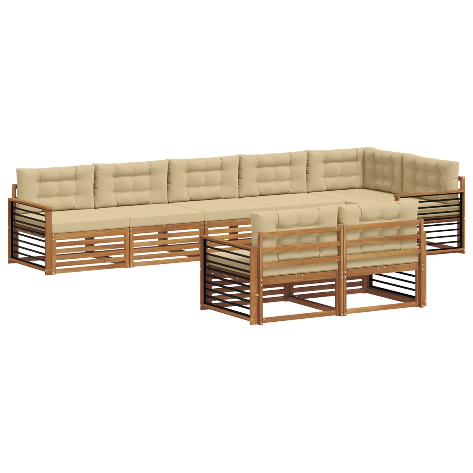 Outdoor-Sofagarnitur 8 stk. Natur und Beige