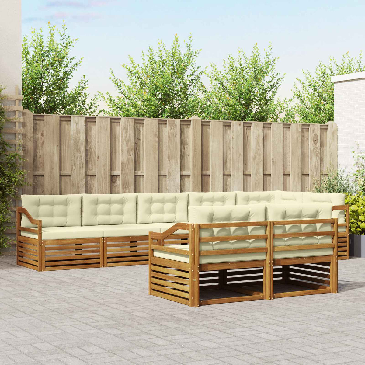 Outdoor-Sofagarnitur 8 stk. Natur und Creme