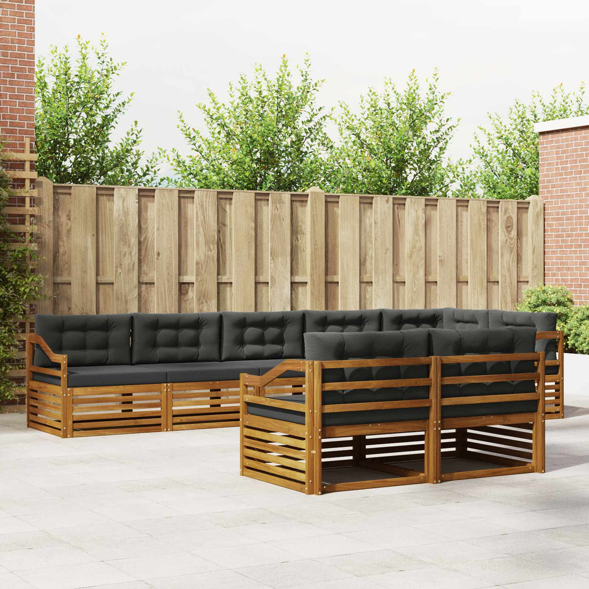 Outdoor-Sofagarnitur 8 stk. Natur und Anthrazit