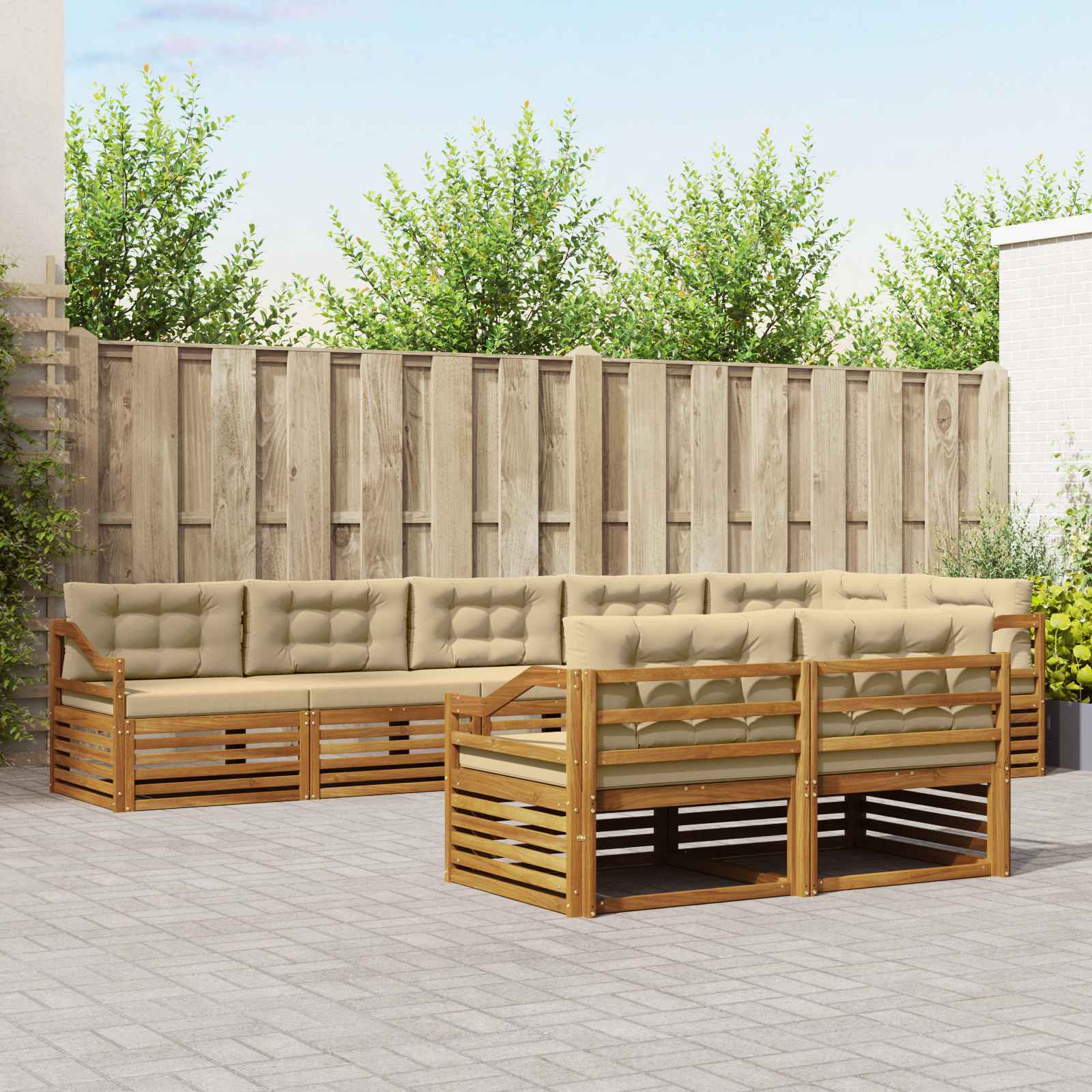 Outdoor-Sofagarnitur 8 stk. Natur und Beige