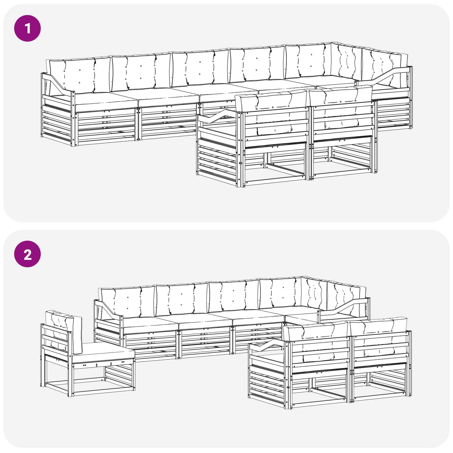 Outdoor-Sofagarnitur 8 stk. Natur und Beige