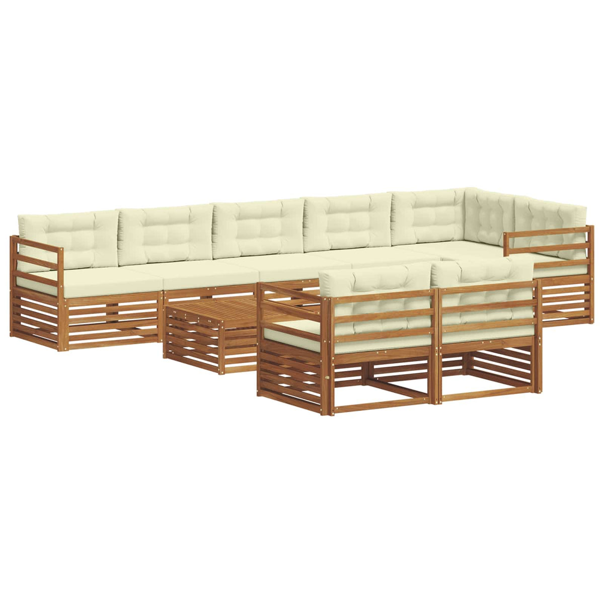 Outdoor-Sofagarnitur 9 stk. Natur und Creme