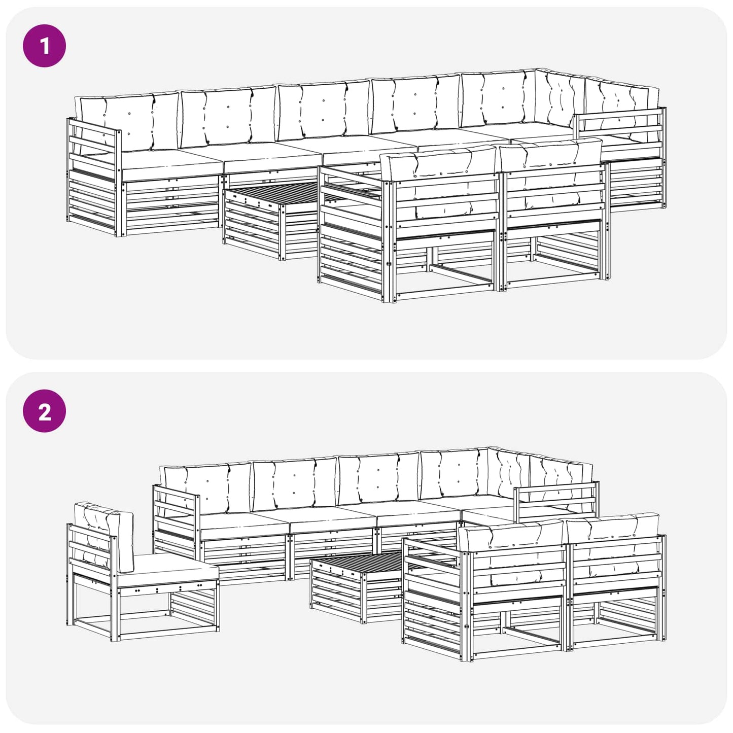 Outdoor-Sofagarnitur 9 stk. Natur und Anthrazit