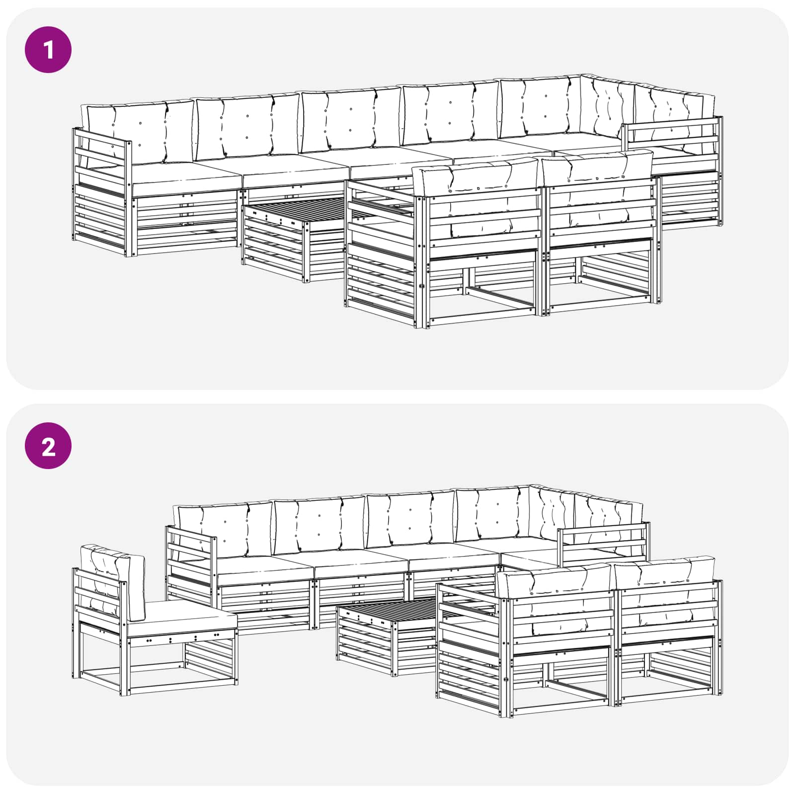 Outdoor-Sofagarnitur 9 stk. Natur und Anthrazit
