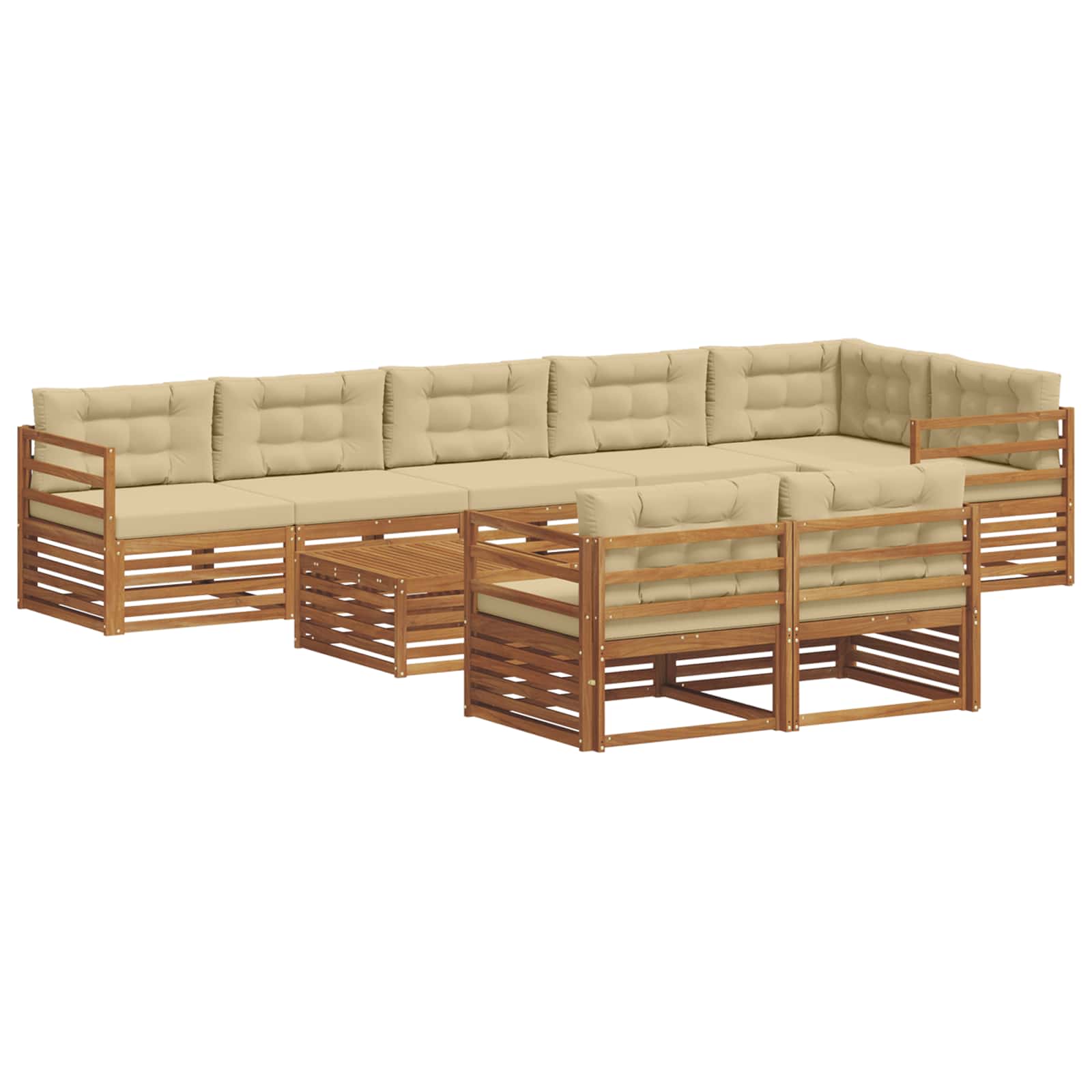 Outdoor-Sofagarnitur 9 stk. Natur und Beige