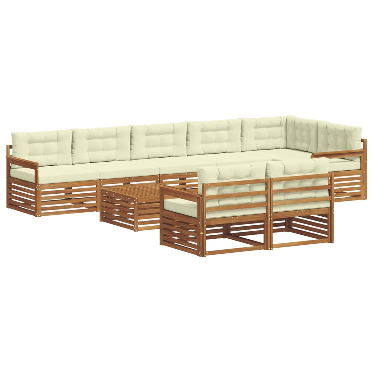 Outdoor-Sofagarnitur 9 stk. Natur und Creme