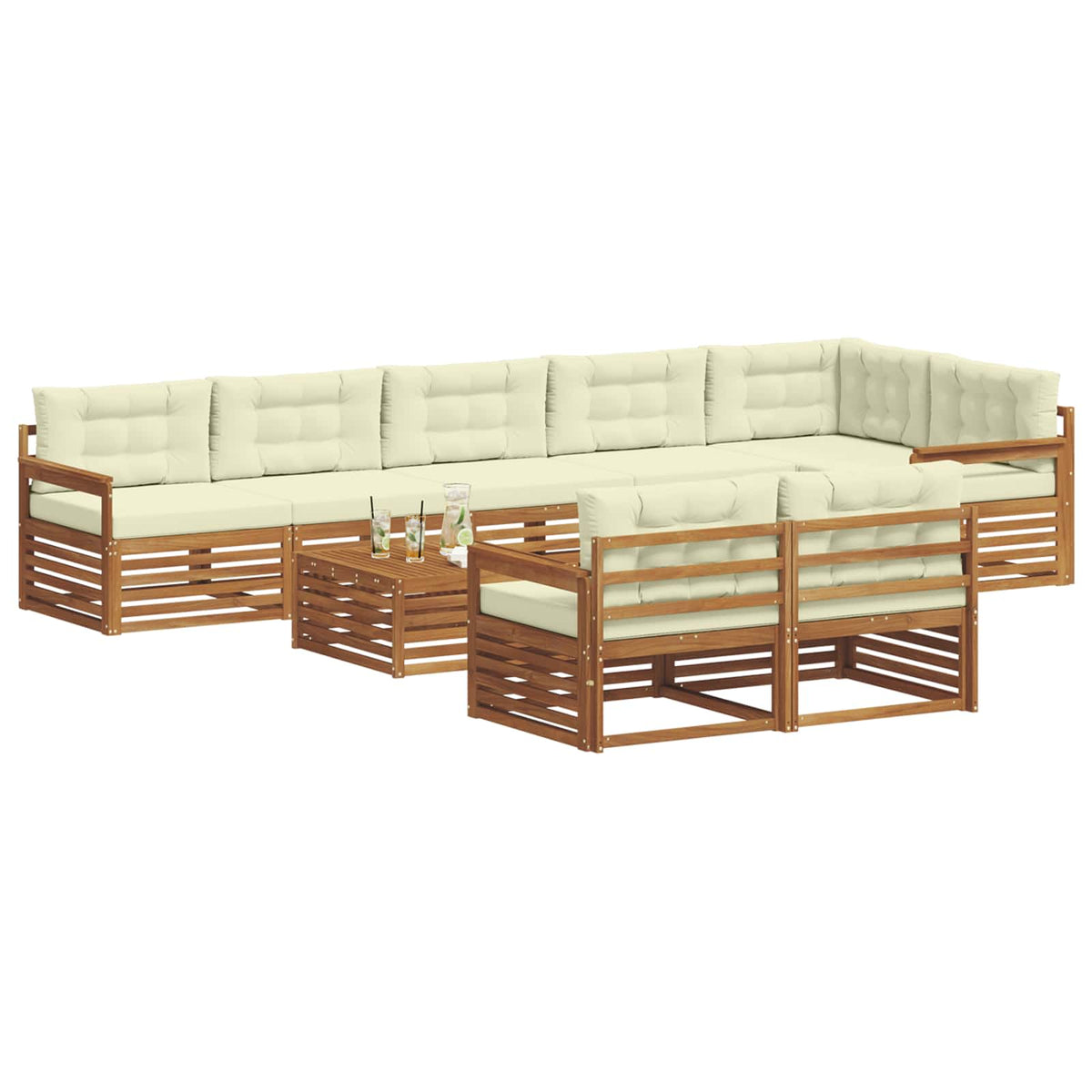 Outdoor-Sofagarnitur 9 stk. Natur und Creme