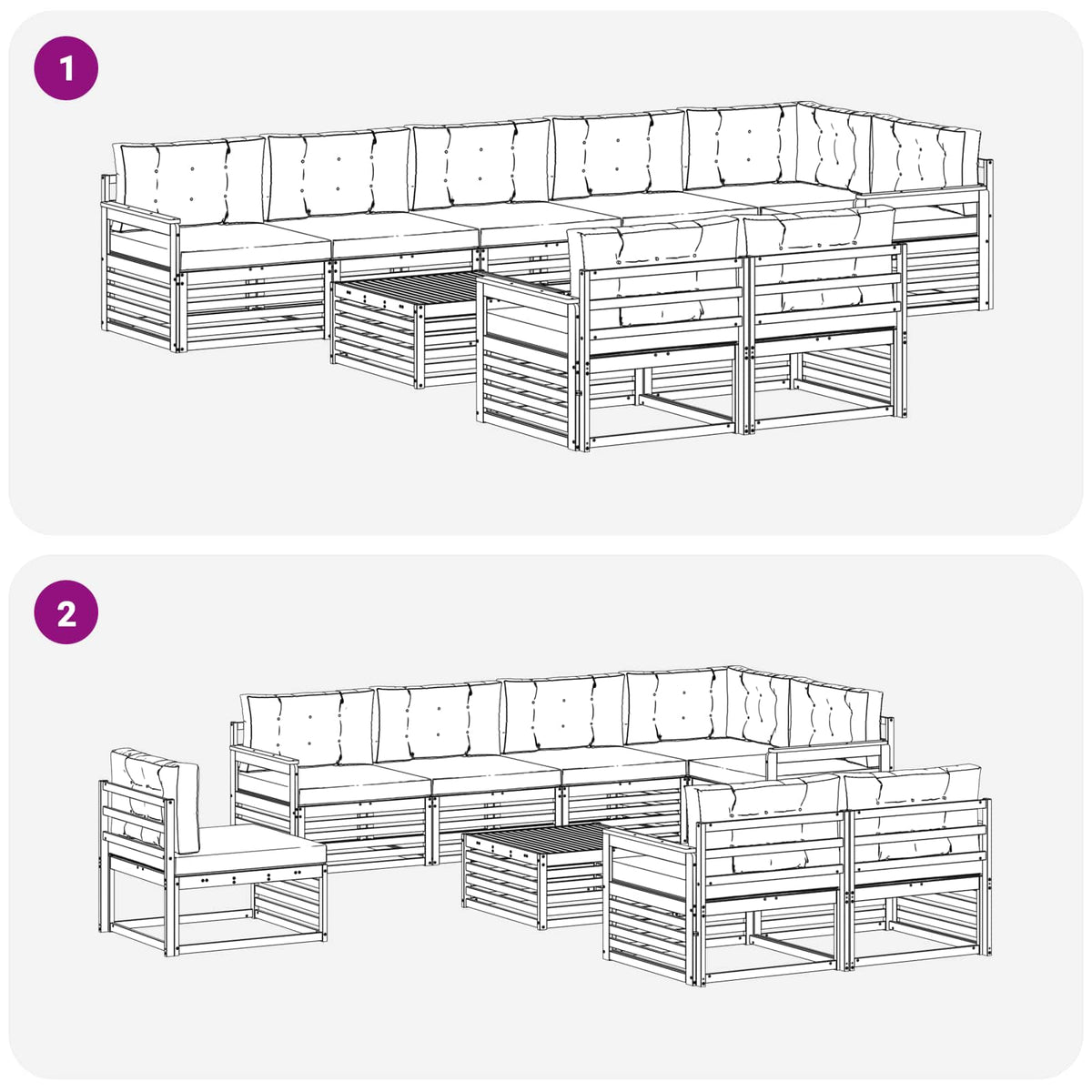 Outdoor-Sofagarnitur 9 stk. Natur und Creme