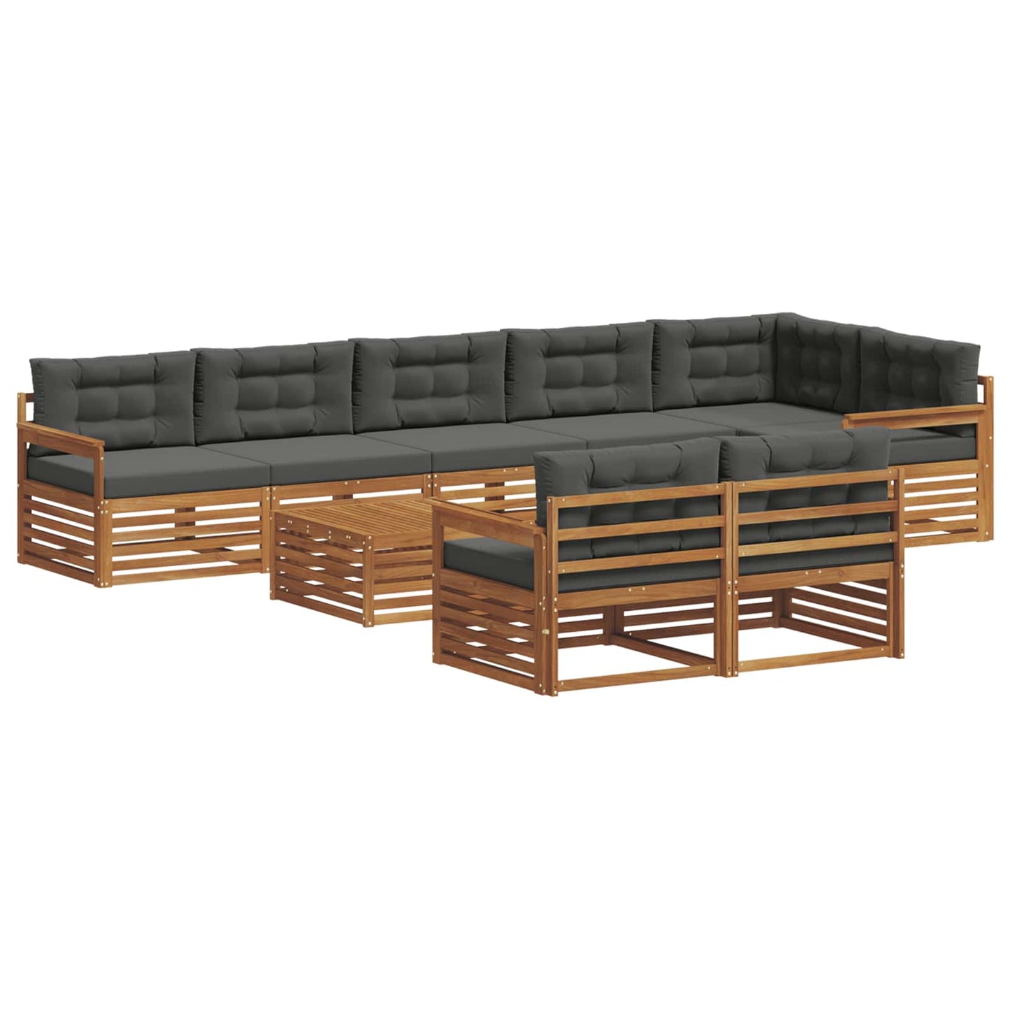 Outdoor-Sofagarnitur 9 stk. Natur und Anthrazit