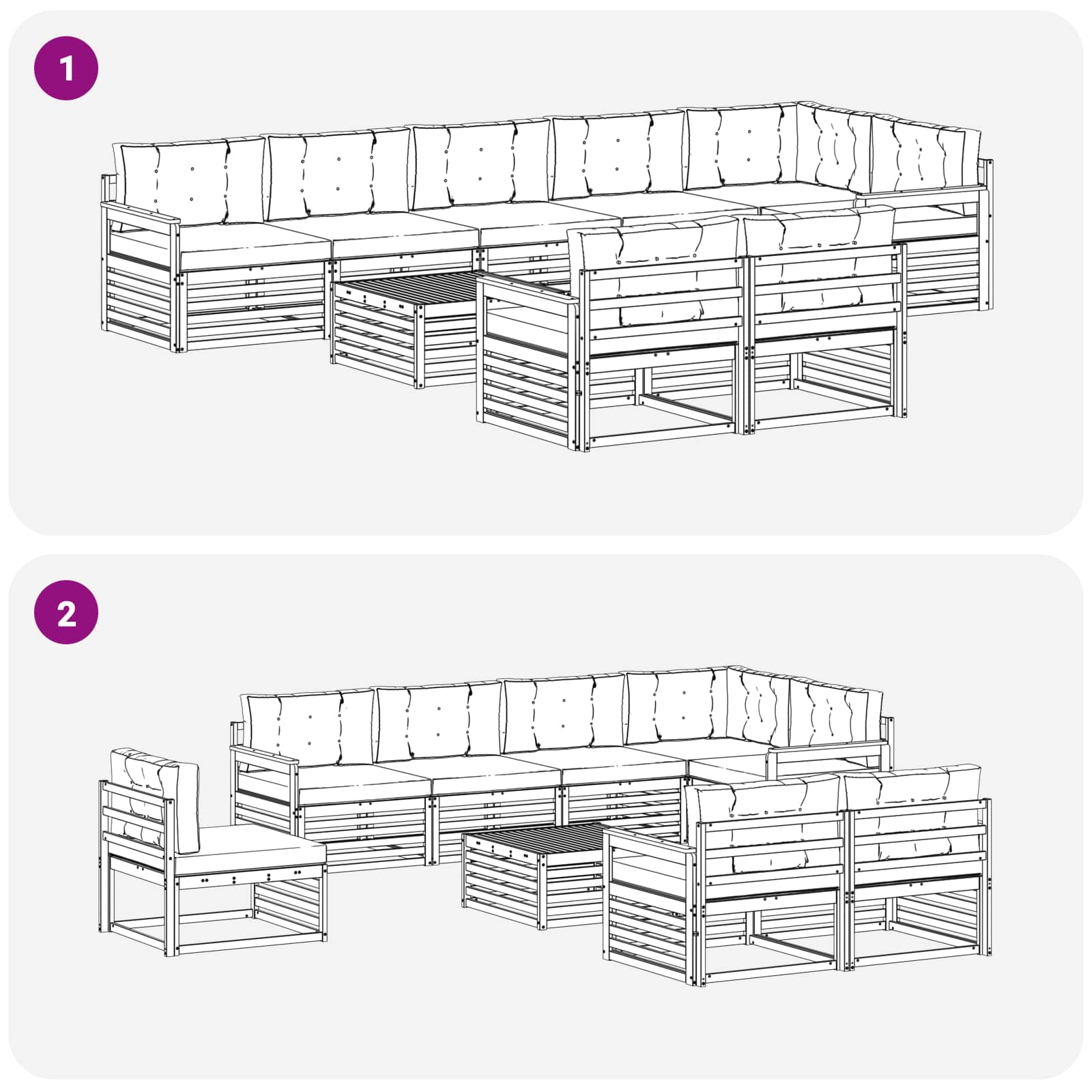 Outdoor-Sofagarnitur 9 stk. Natur und Anthrazit