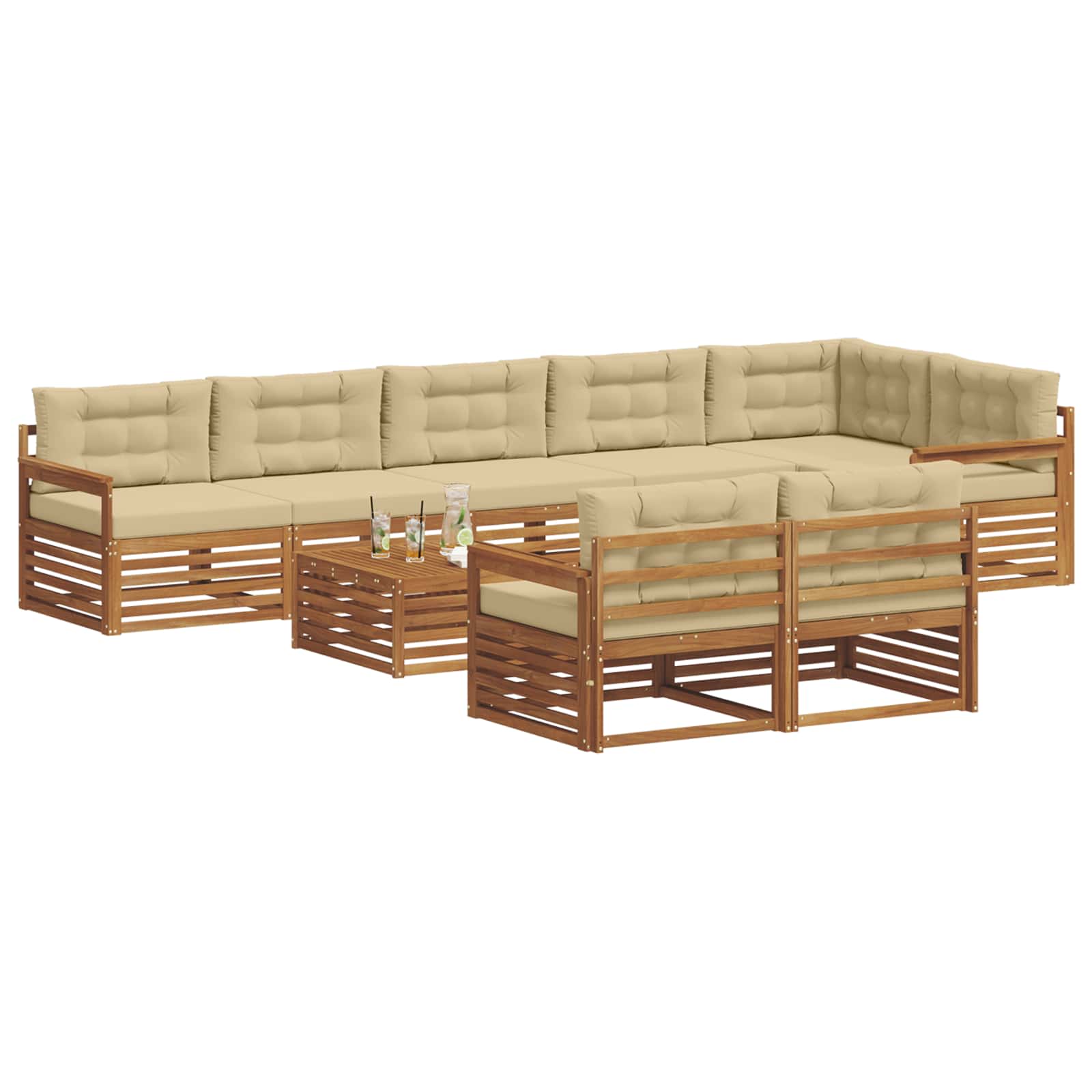 Outdoor-Sofagarnitur 9 stk. Natur und Beige