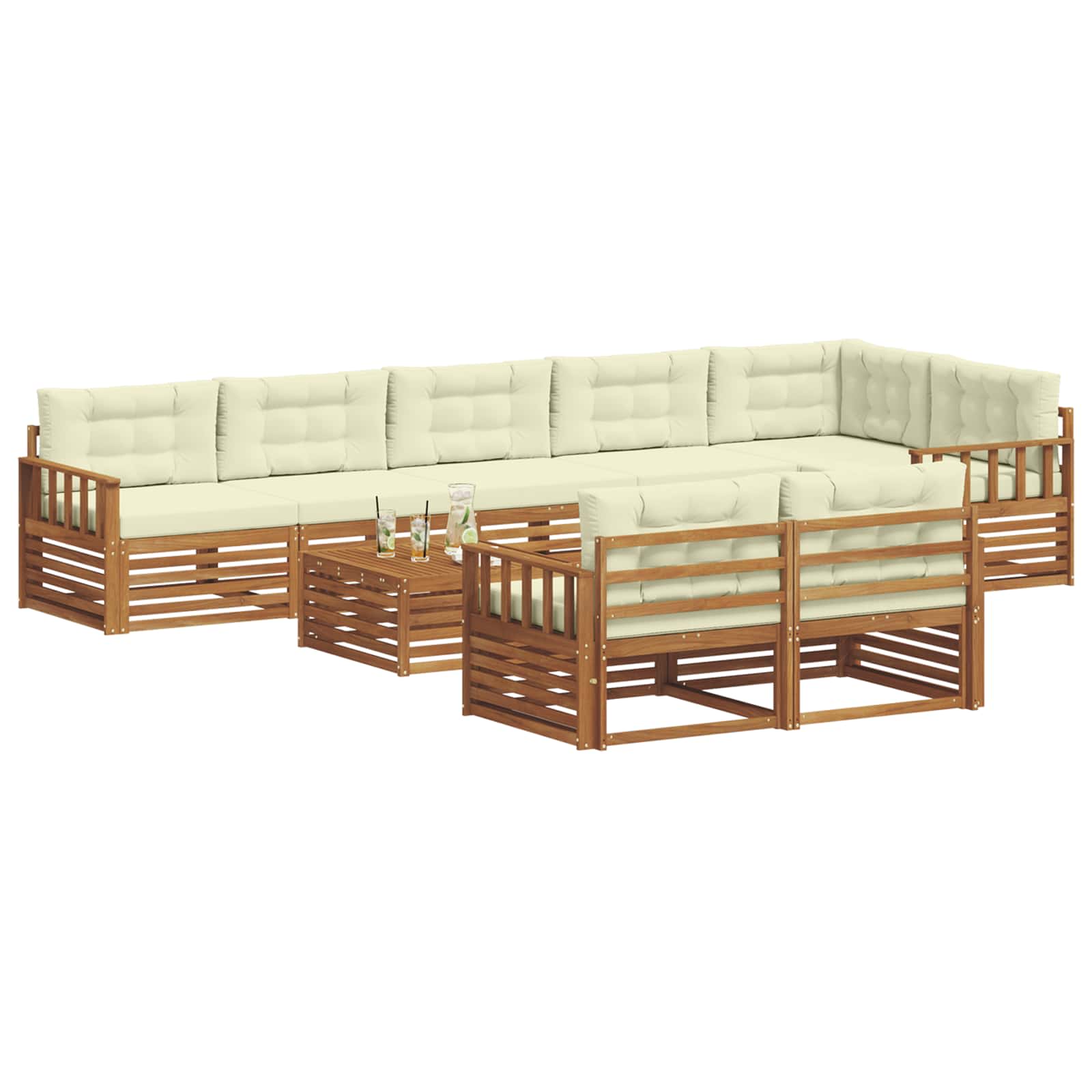 Outdoor-Sofagarnitur 9 stk. Natur und Creme