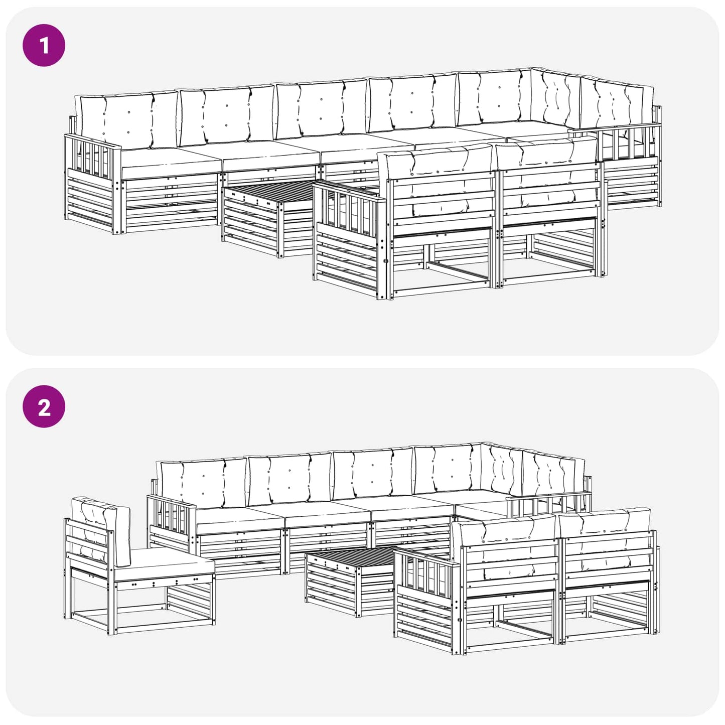 Outdoor-Sofagarnitur 9 stk. Natur und Creme