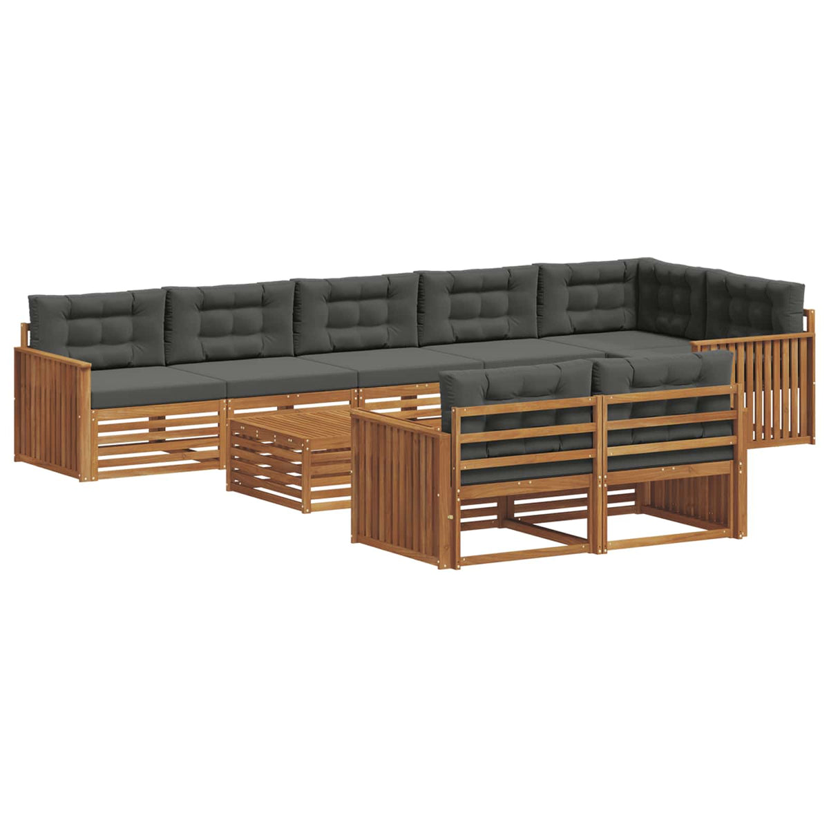 Outdoor-Sofagarnitur 9 stk. Natur und Anthrazit