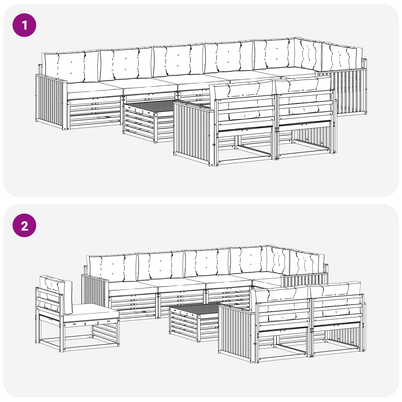 Outdoor-Sofagarnitur 9 stk. Natur und Beige