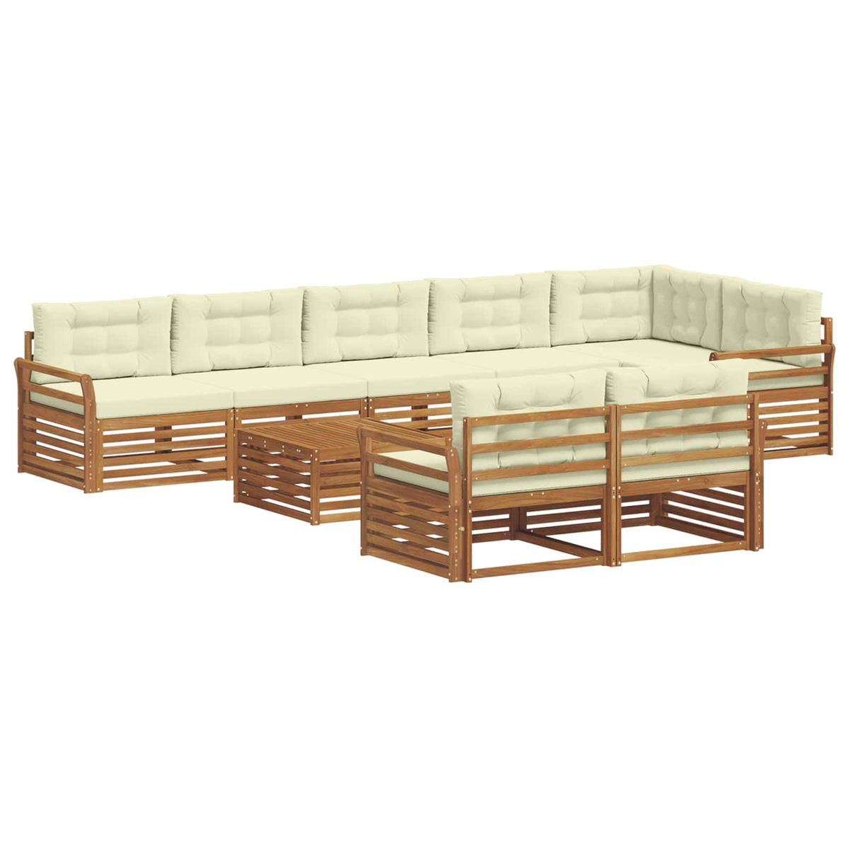 Outdoor-Sofagarnitur 9 stk. Natur und Creme