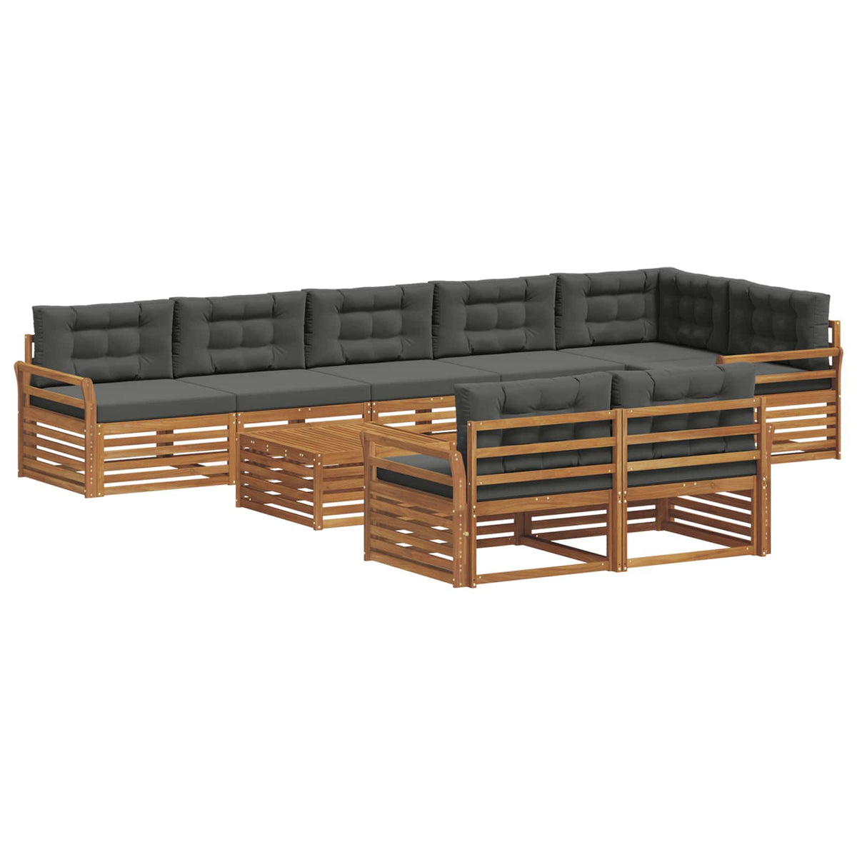 Outdoor-Sofagarnitur 9 stk. Natur und Anthrazit