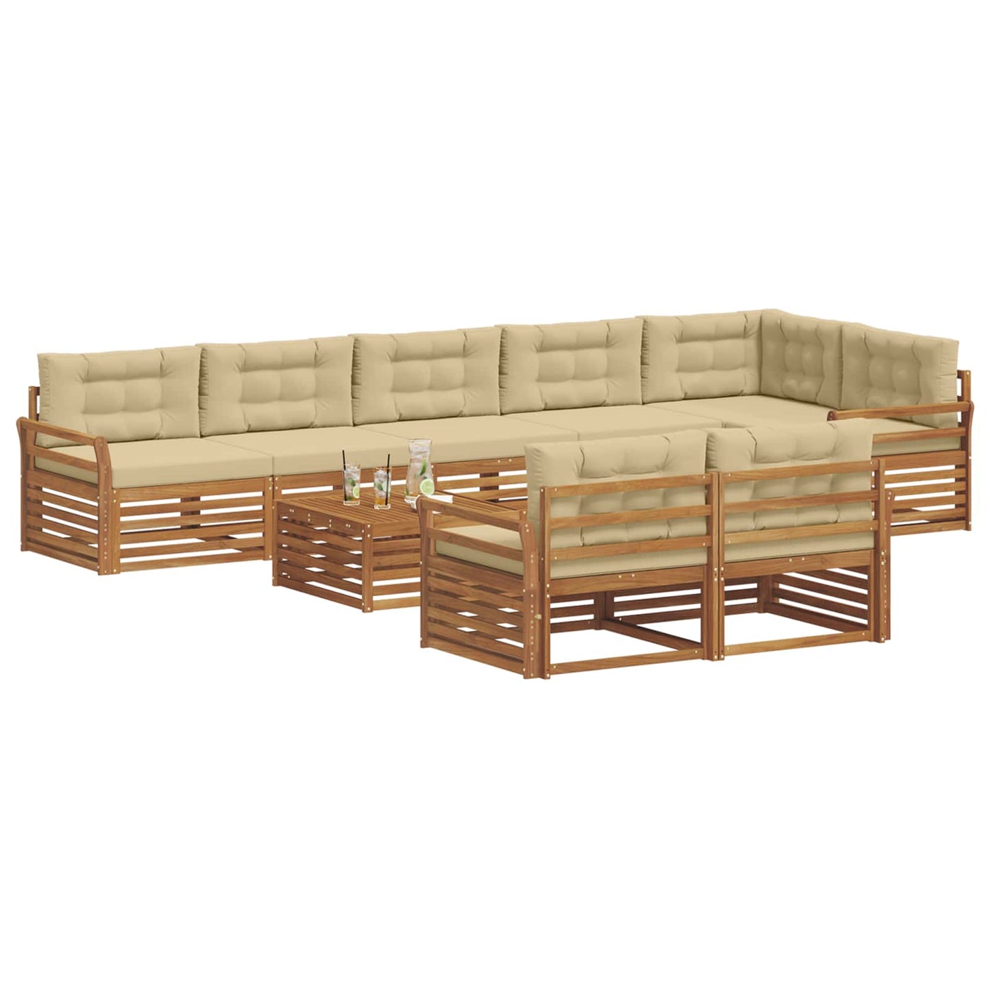 Outdoor-Sofagarnitur 9 stk. Natur und Beige