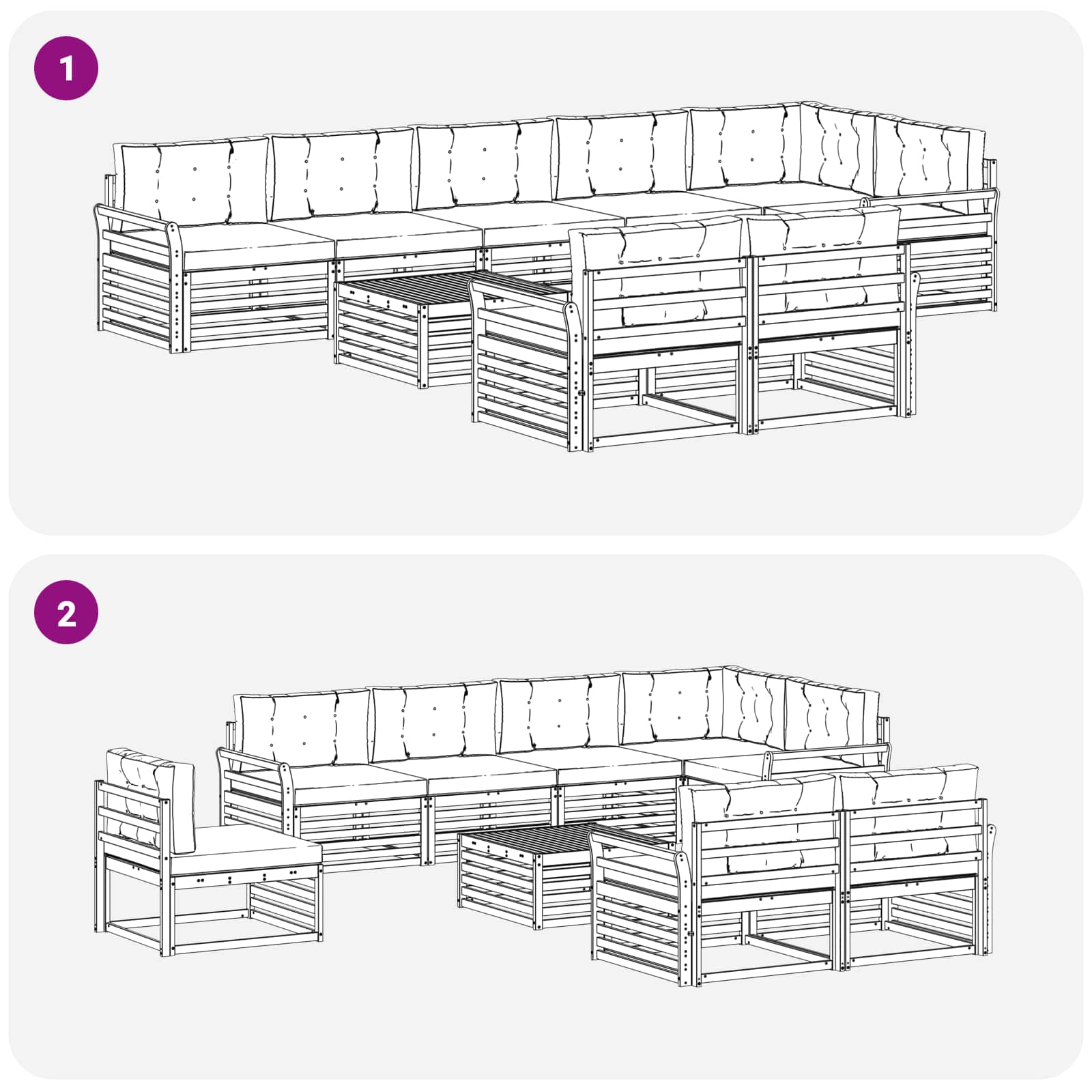 Outdoor-Sofagarnitur 9 stk. Natur und Beige