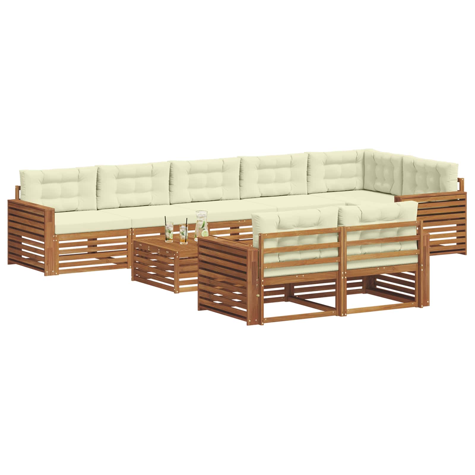 Outdoor-Sofagarnitur 9 stk. Natur und Creme
