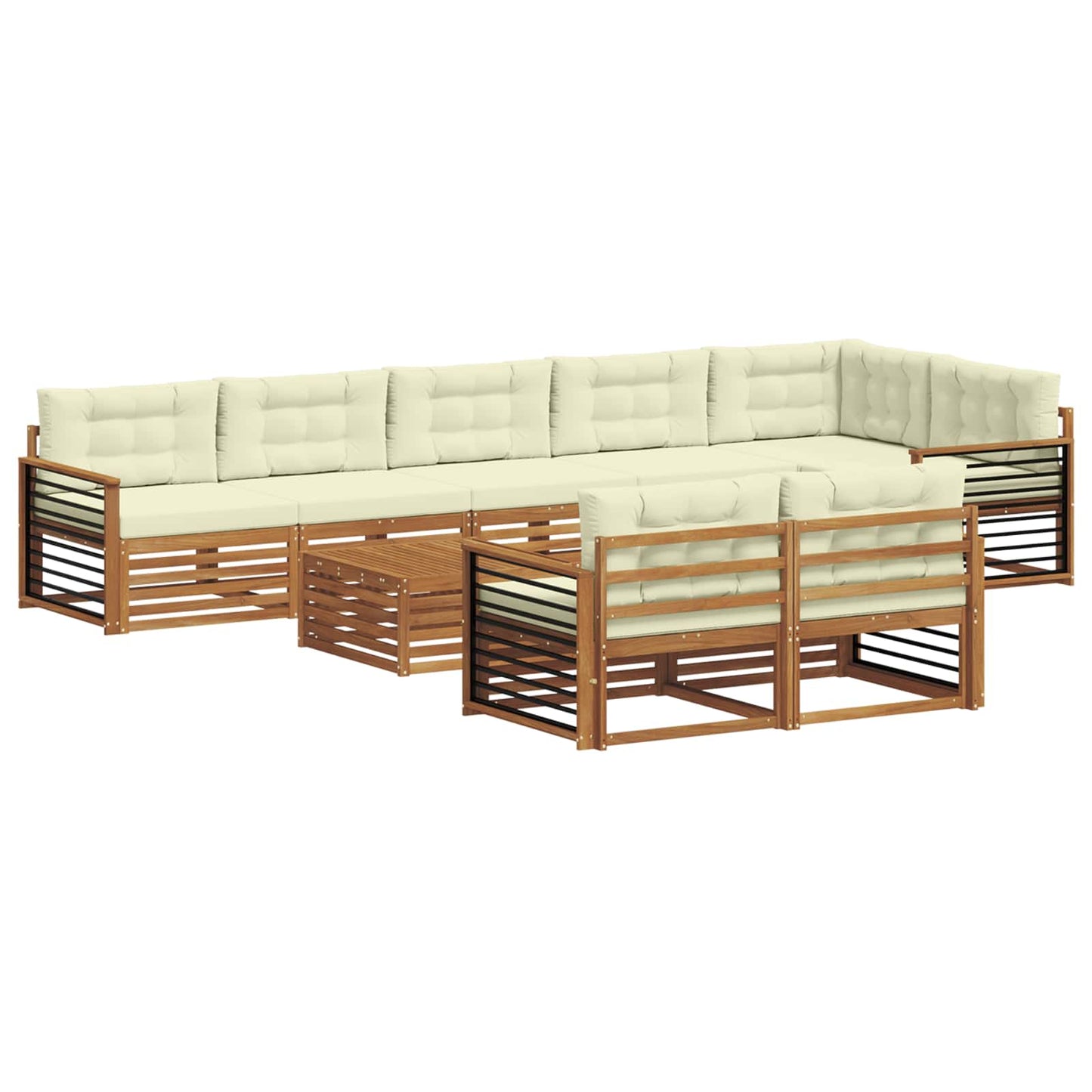 Outdoor-Sofagarnitur 9 stk. Natur und Creme