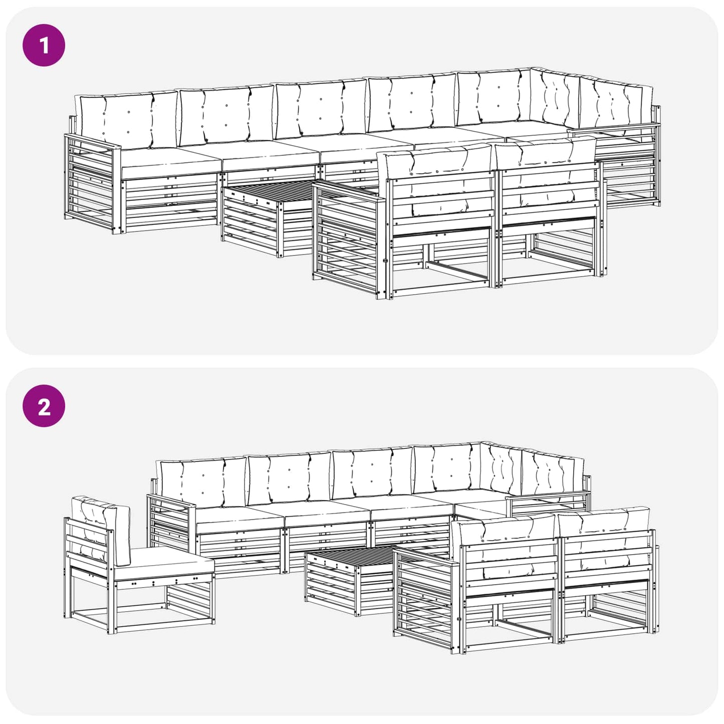 Outdoor-Sofagarnitur 9 stk. Natur und Creme
