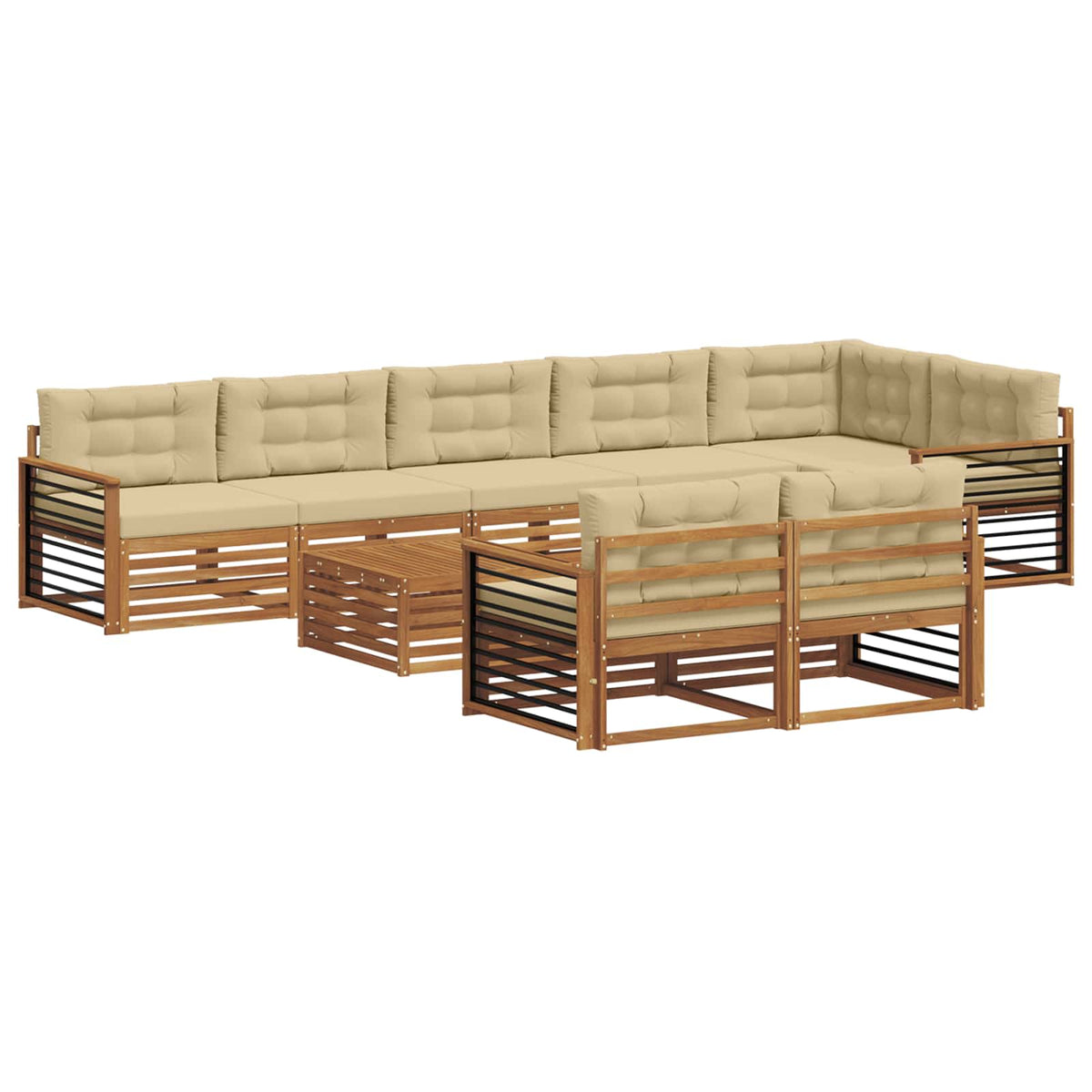 Outdoor-Sofagarnitur 9 stk. Natur und Beige