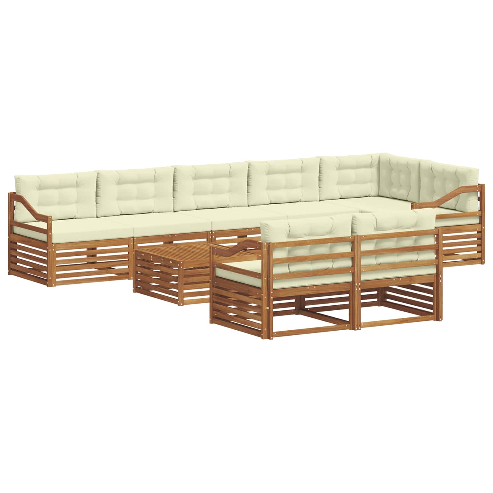 Outdoor-Sofagarnitur mit Kissen 9 pcs Natur und Creme