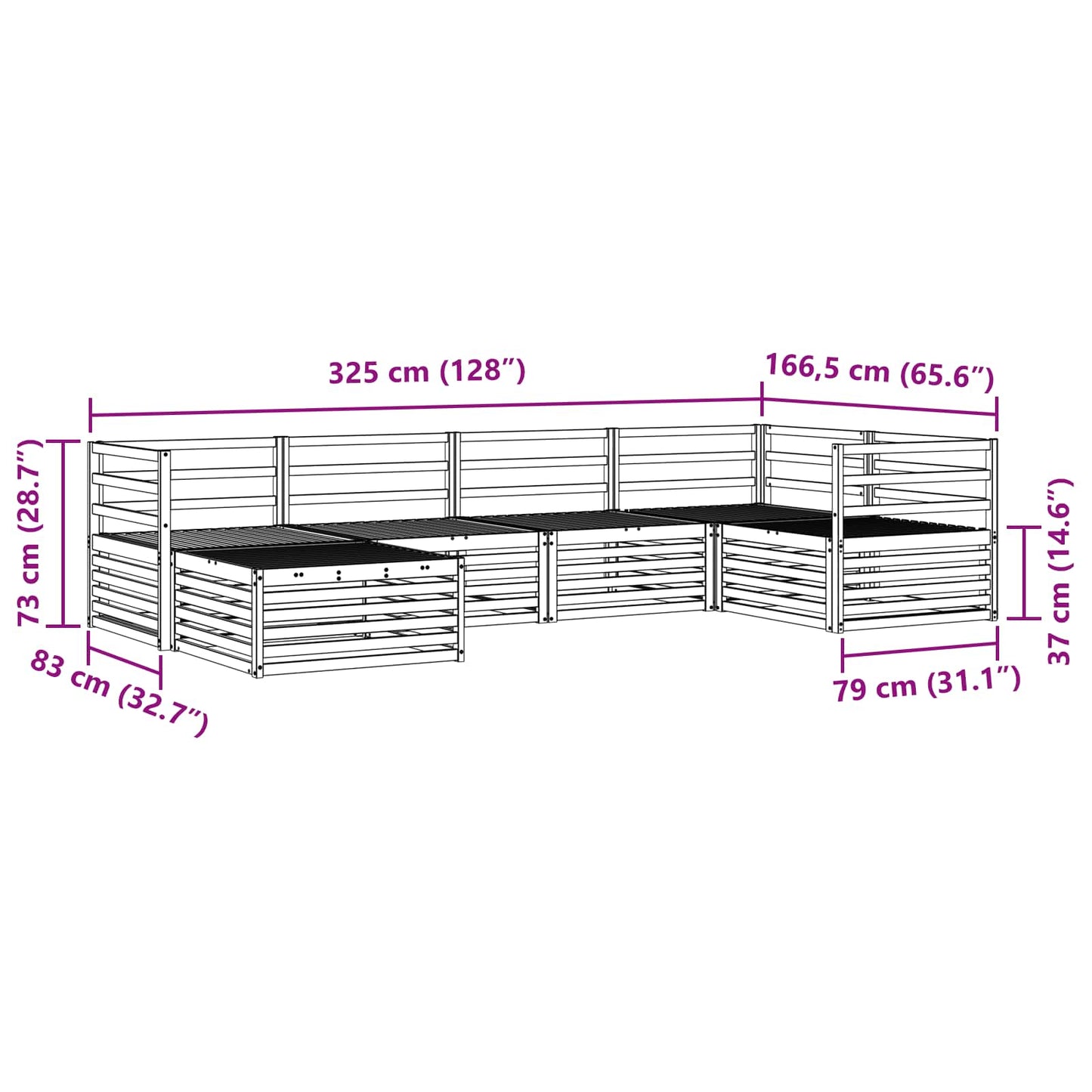 Outdoor-Sofagarnitur 6 pcs Natur Massivholz Akazie