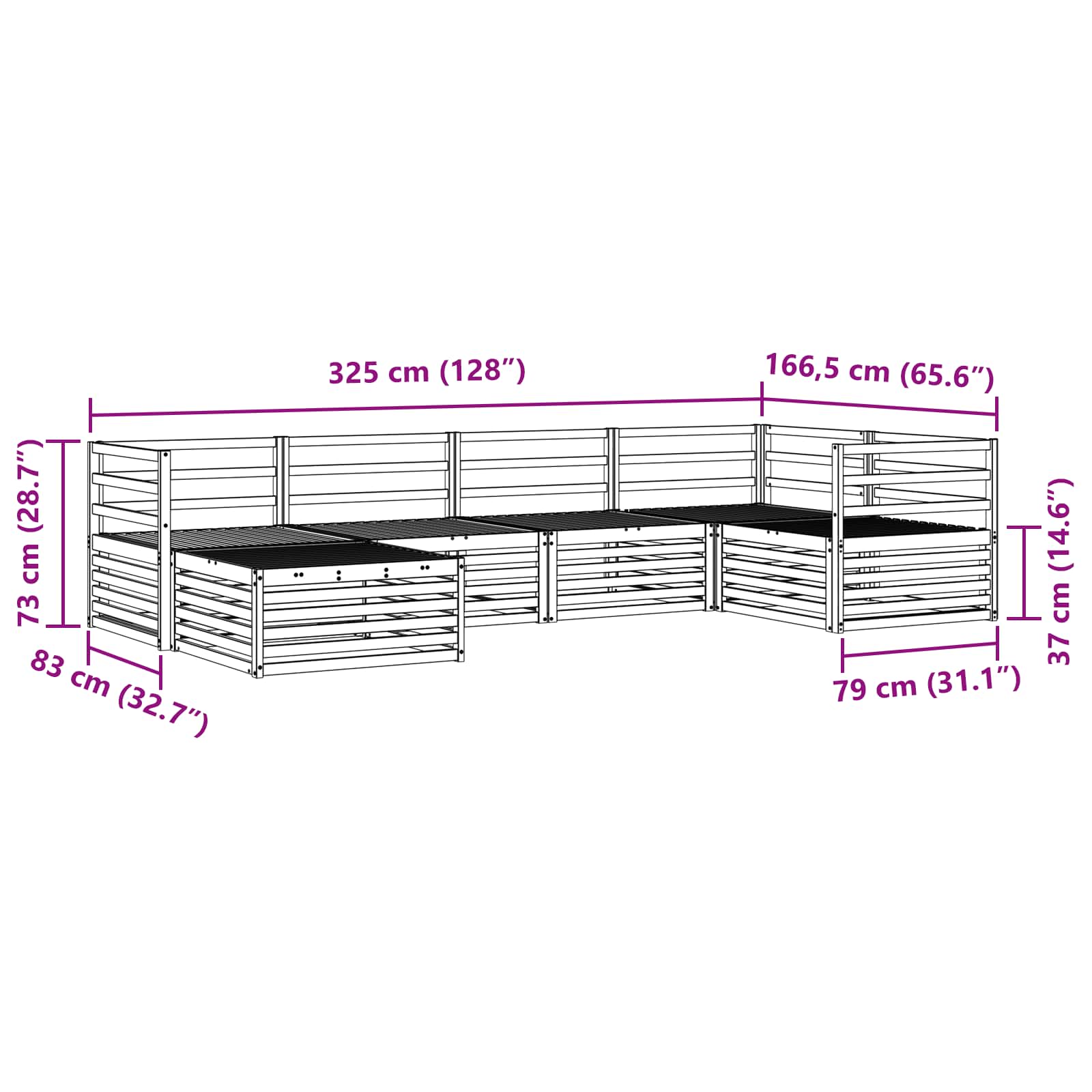 Outdoor-Sofagarnitur 6 pcs Natur Massivholz Akazie