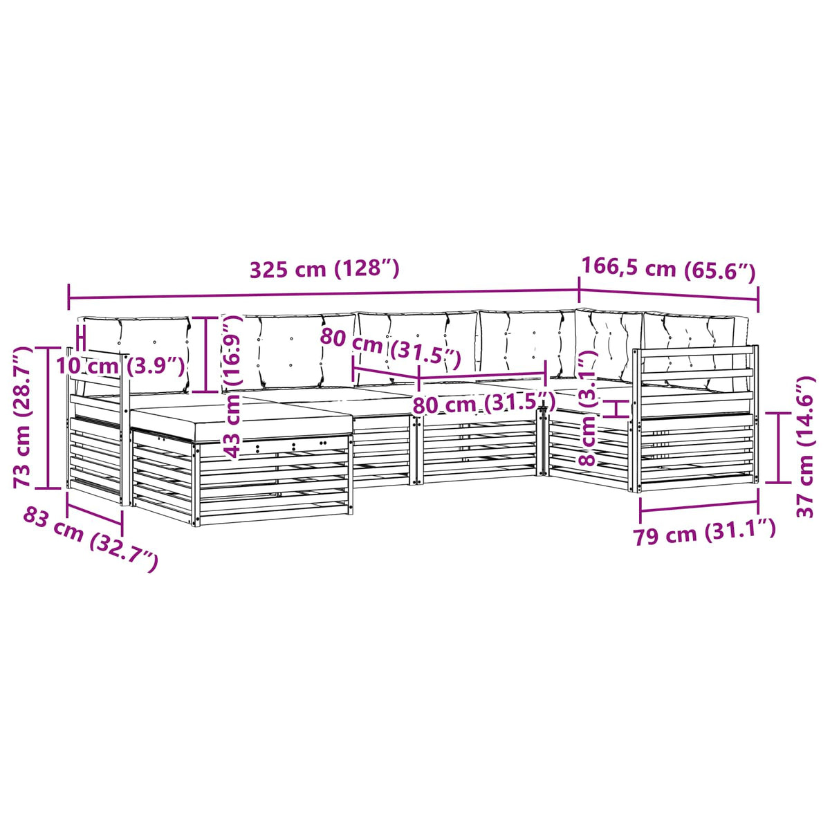 Outdoor-Sofagarnitur 6 stk. Natur und Creme
