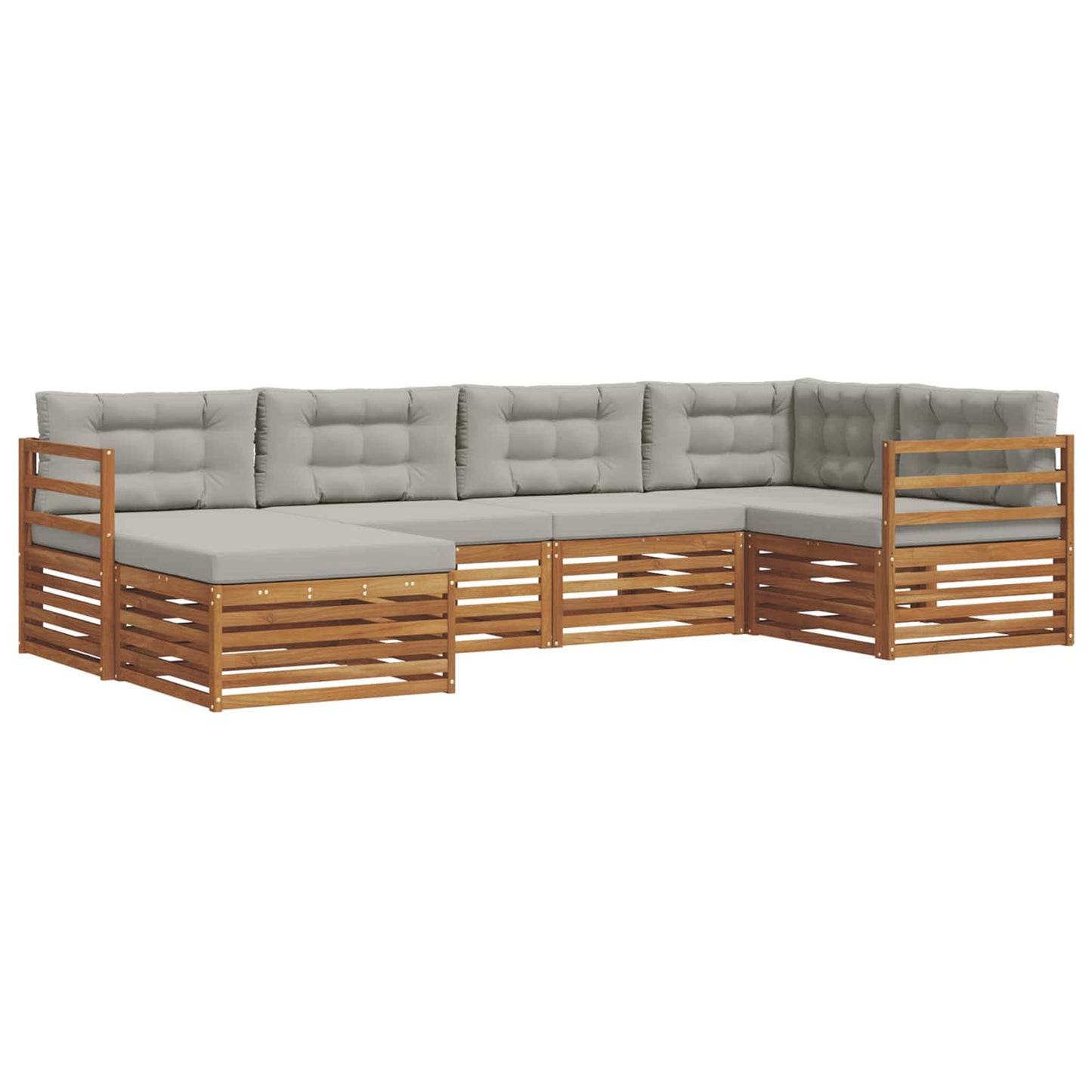 Outdoor-Sofagarnitur mit Kissen 6 pcs Natürlich und Hellgrau