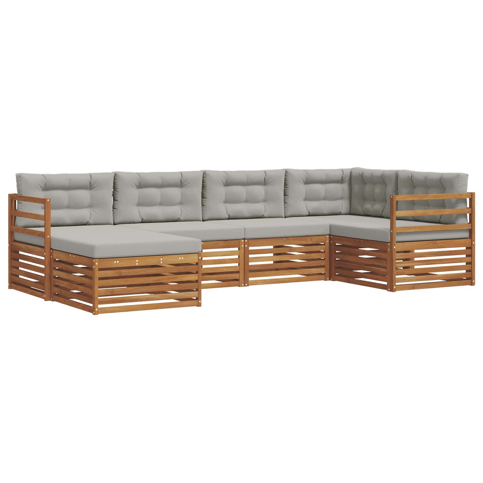 Outdoor-Sofagarnitur mit Kissen 6 pcs Natürlich und Hellgrau