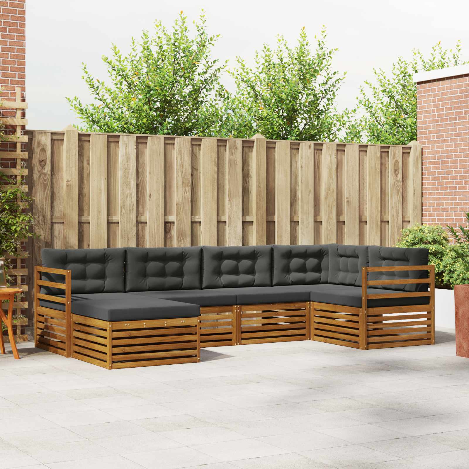 Outdoor-Sofagarnitur mit Kissen 6 pcs Natur und Anthrazit