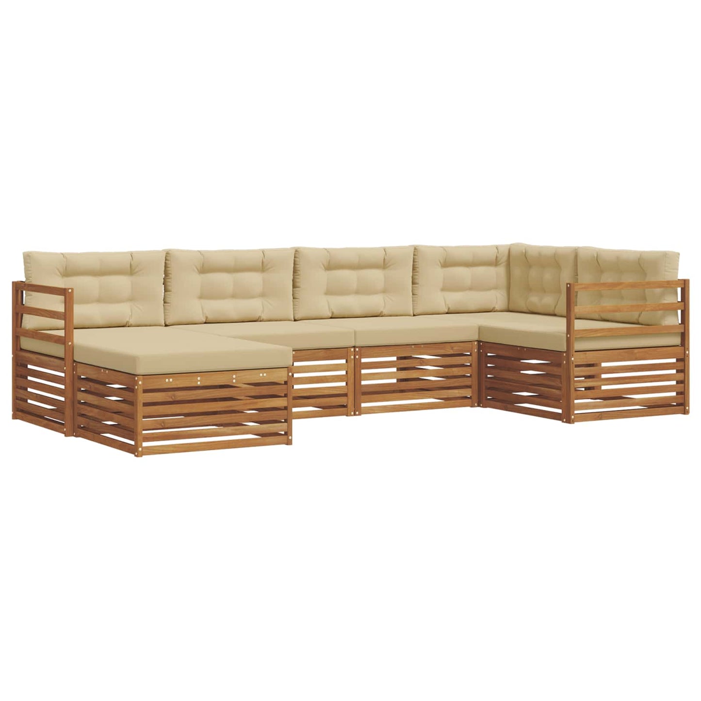 Outdoor-Sofagarnitur mit Kissen 6 pcs Natur und Beige