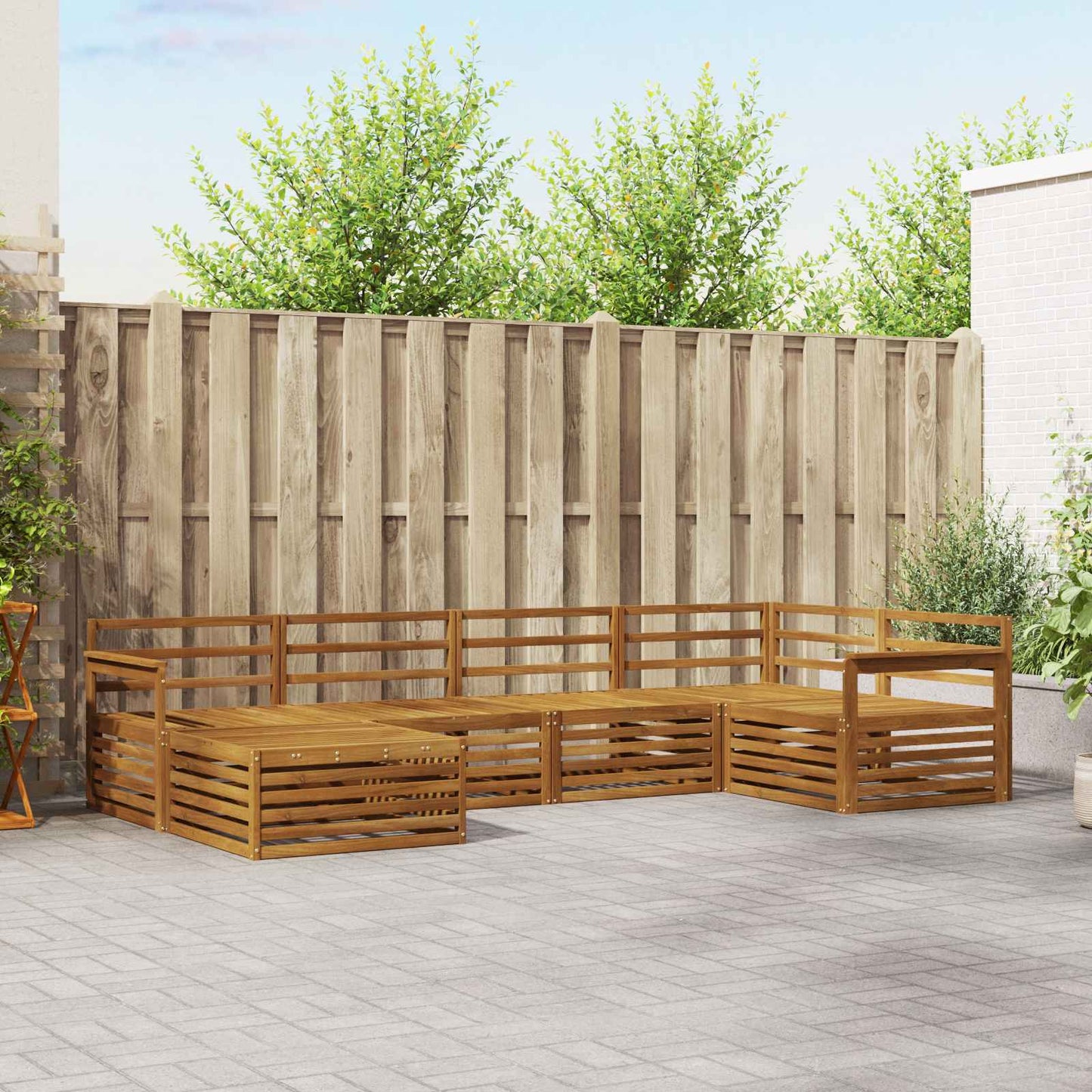 Outdoor-Sofagarnitur 6 pcs Natur