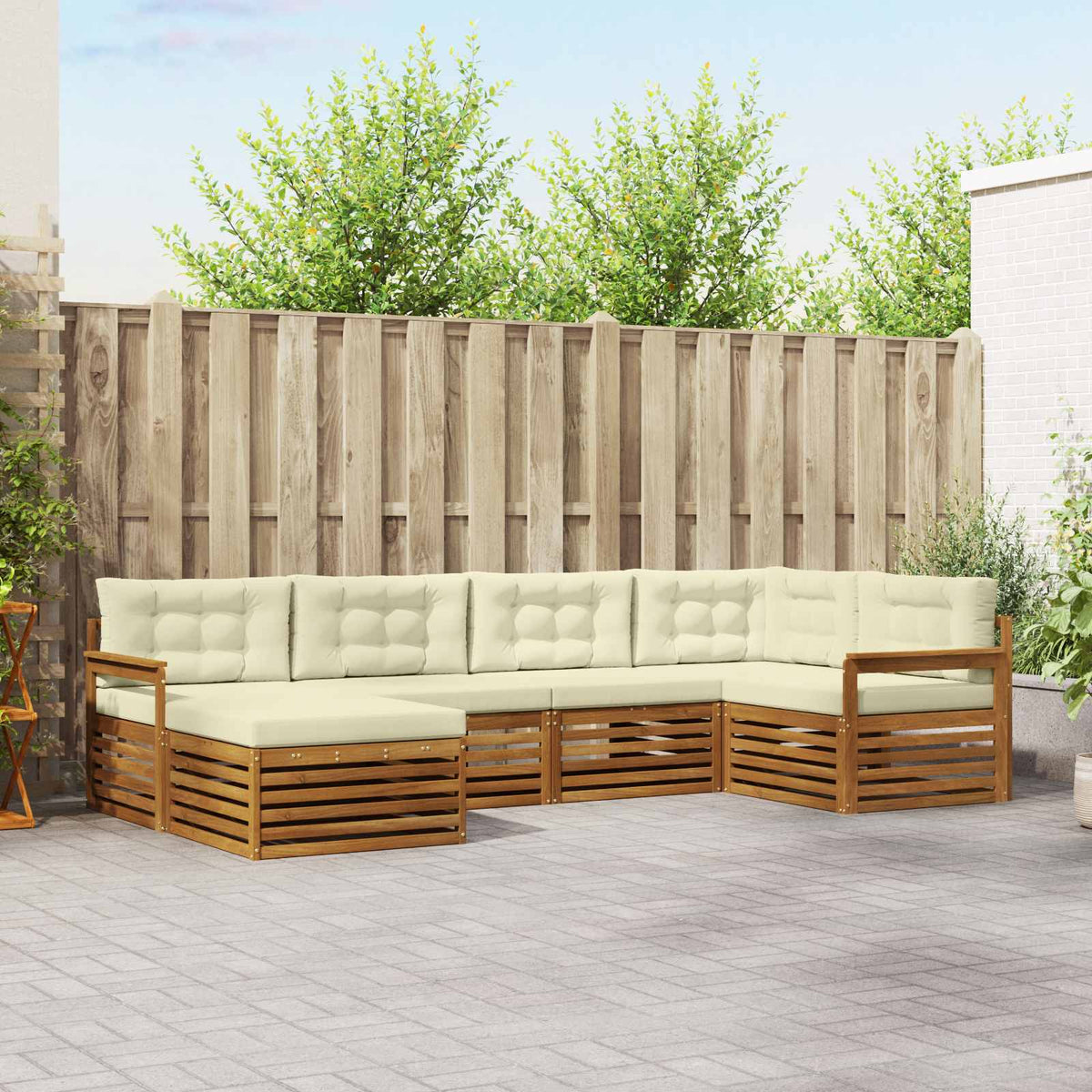 Outdoor-Sofagarnitur 6 stk. Natur und Creme