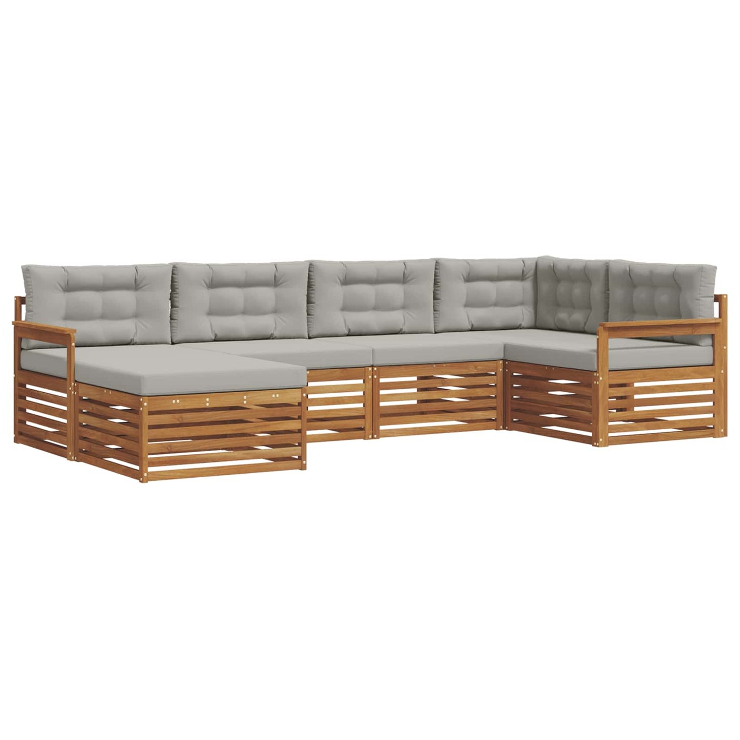 Outdoor-Sofagarnitur mit Kissen 6 pcs Natürlich und Hellgrau